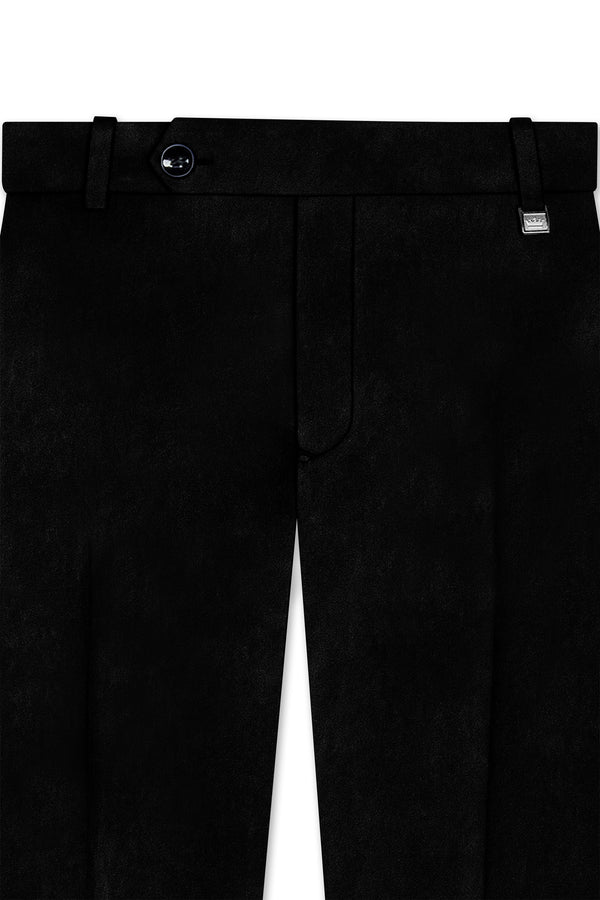 Noirelle-Jade Black Velvet Stretchable Waistband Pant