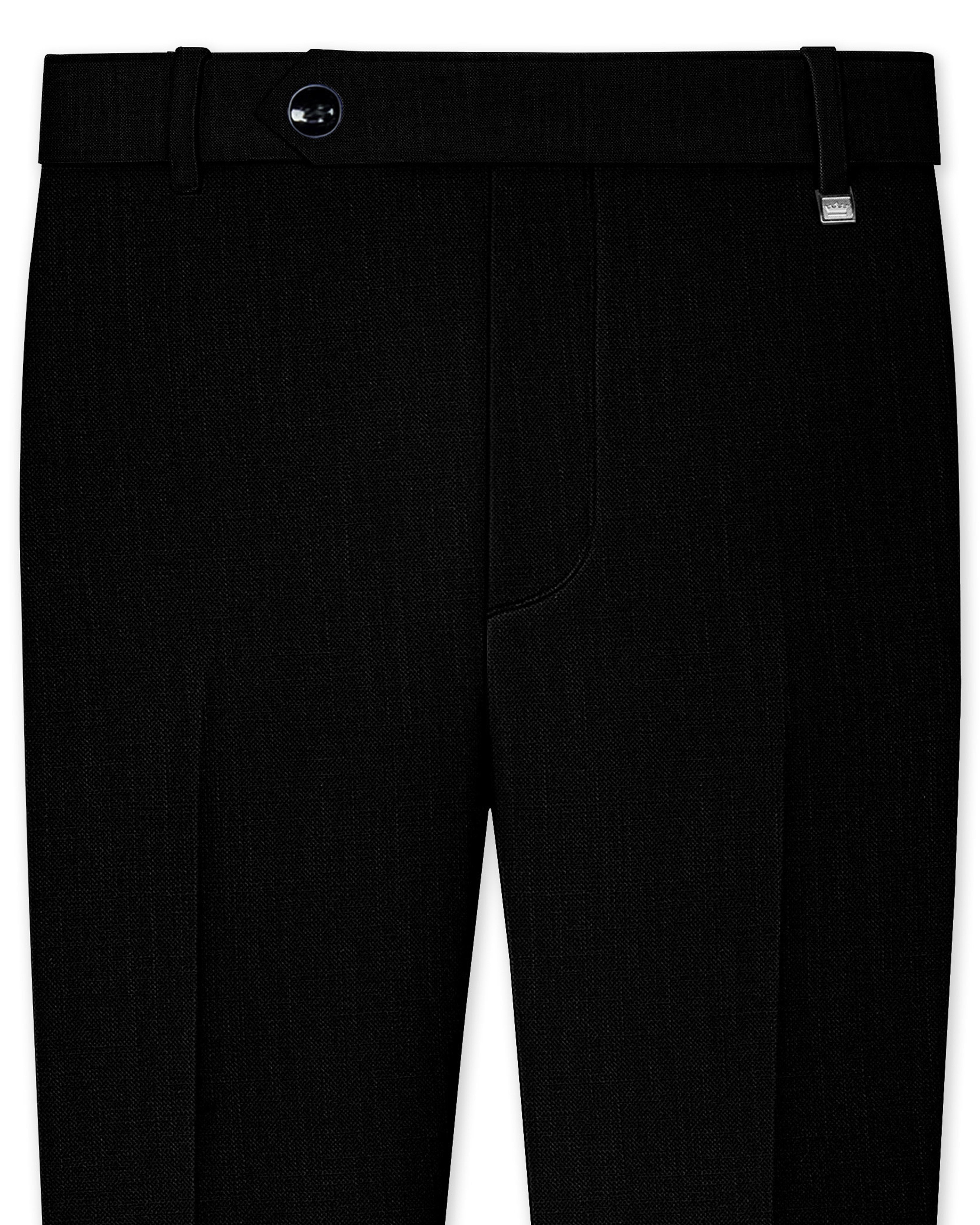 Jade Black Plain Solid Regular Fit Linen Pants For Men