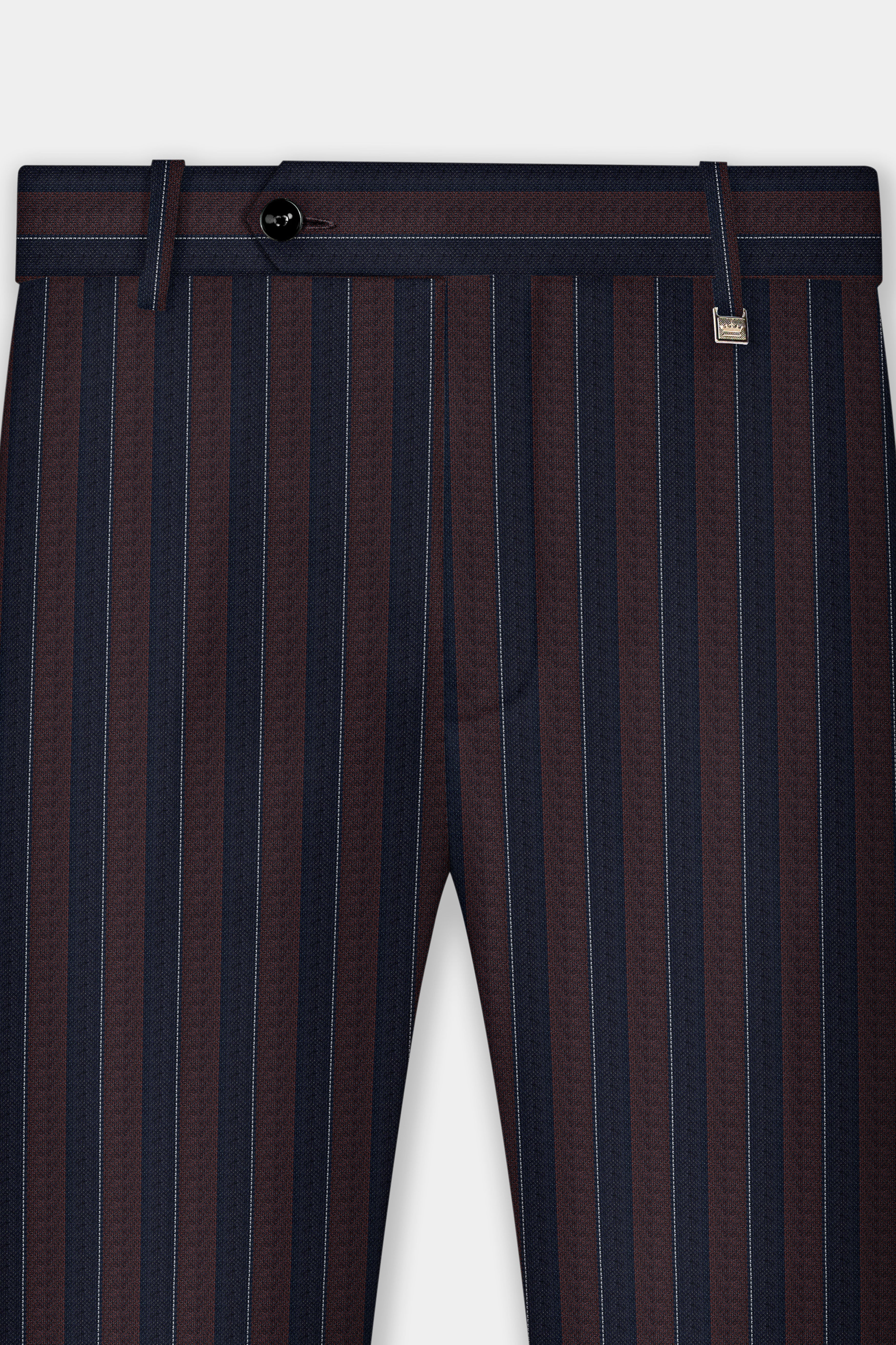 Bistre Brown and Admiral Blue Striped Wool Rich Pant