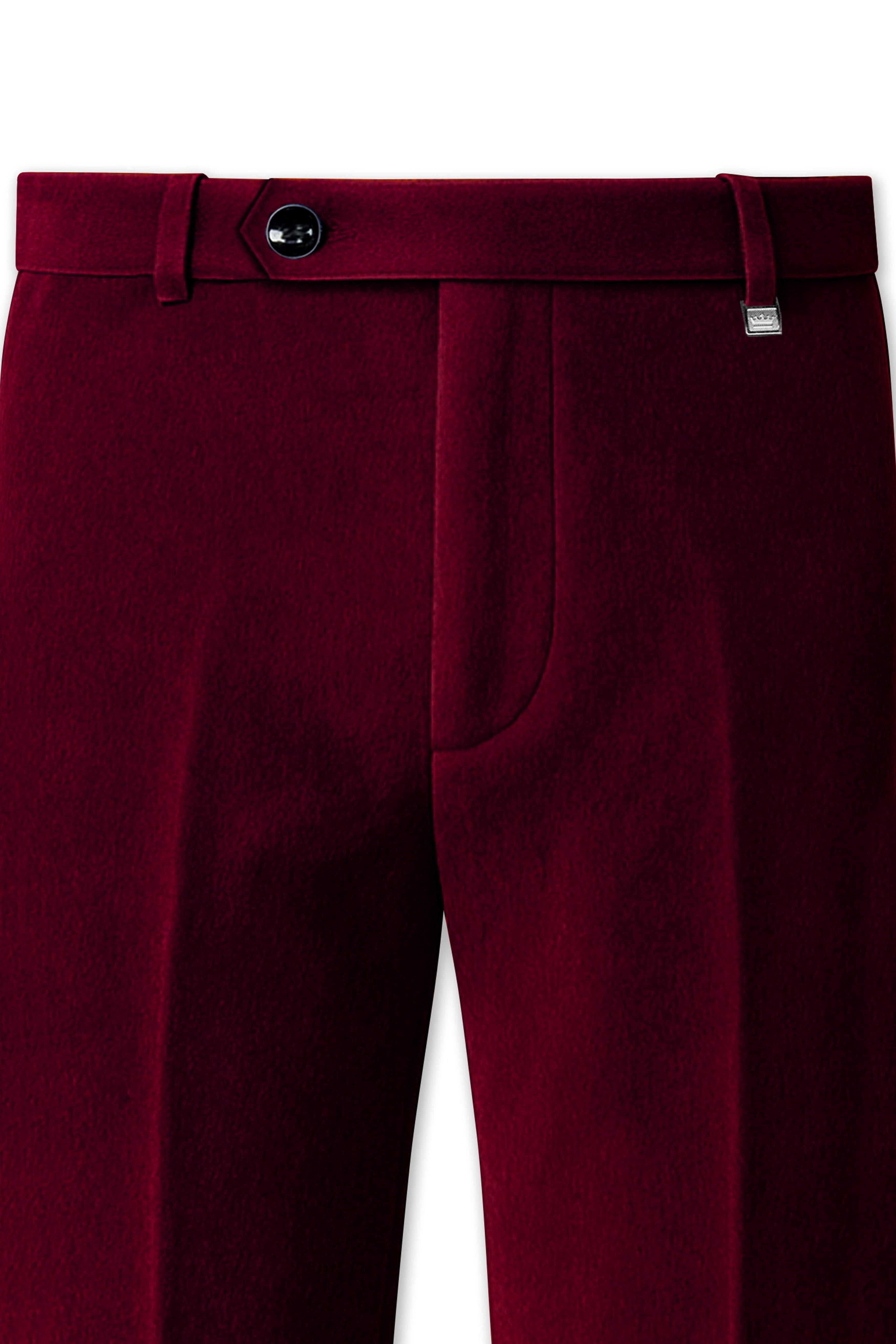 Marcrest-Bulgarian Maroon Velvet Stretchable Waistband Pant