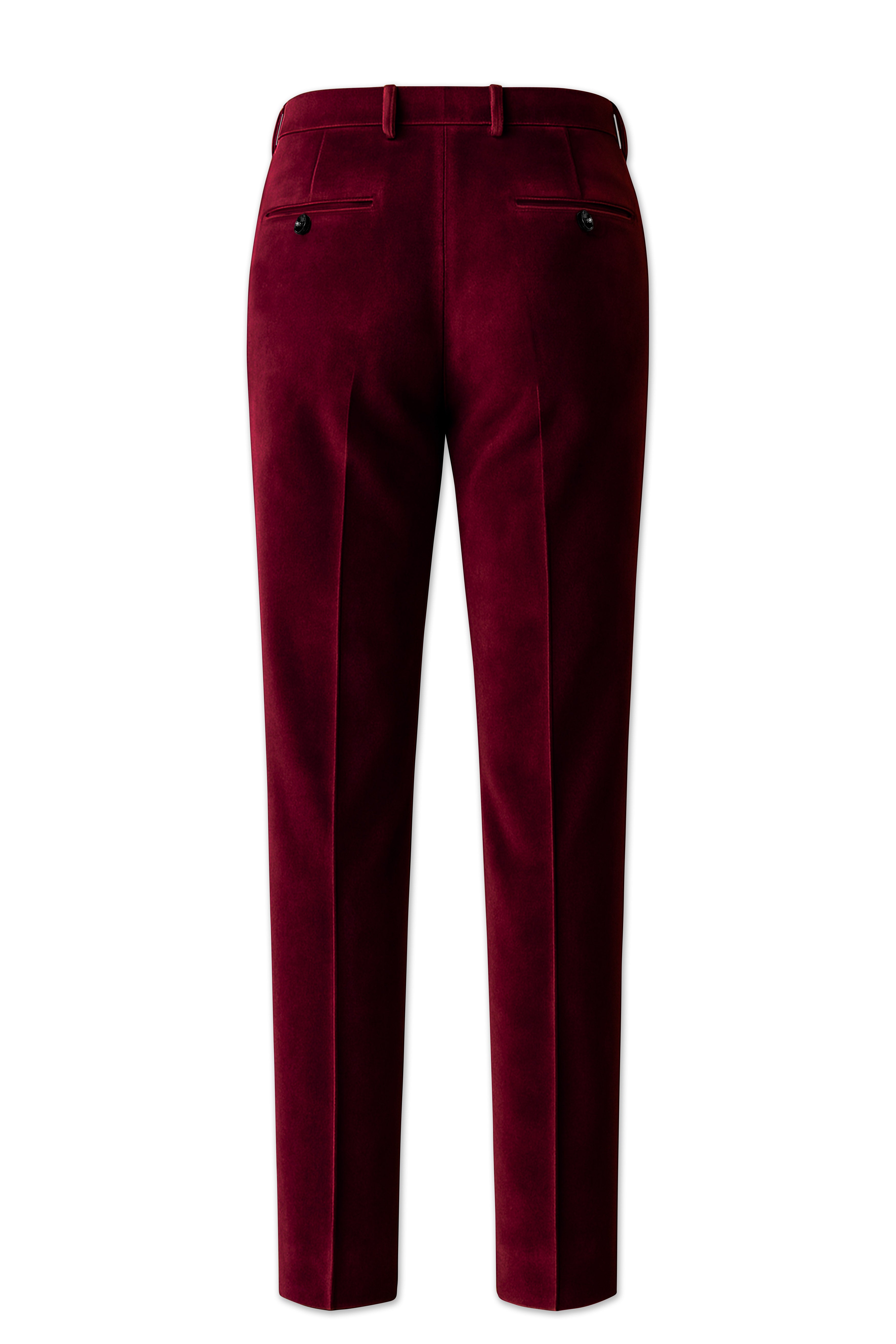 Marcrest-Bulgarian Maroon Velvet Stretchable Waistband Pant