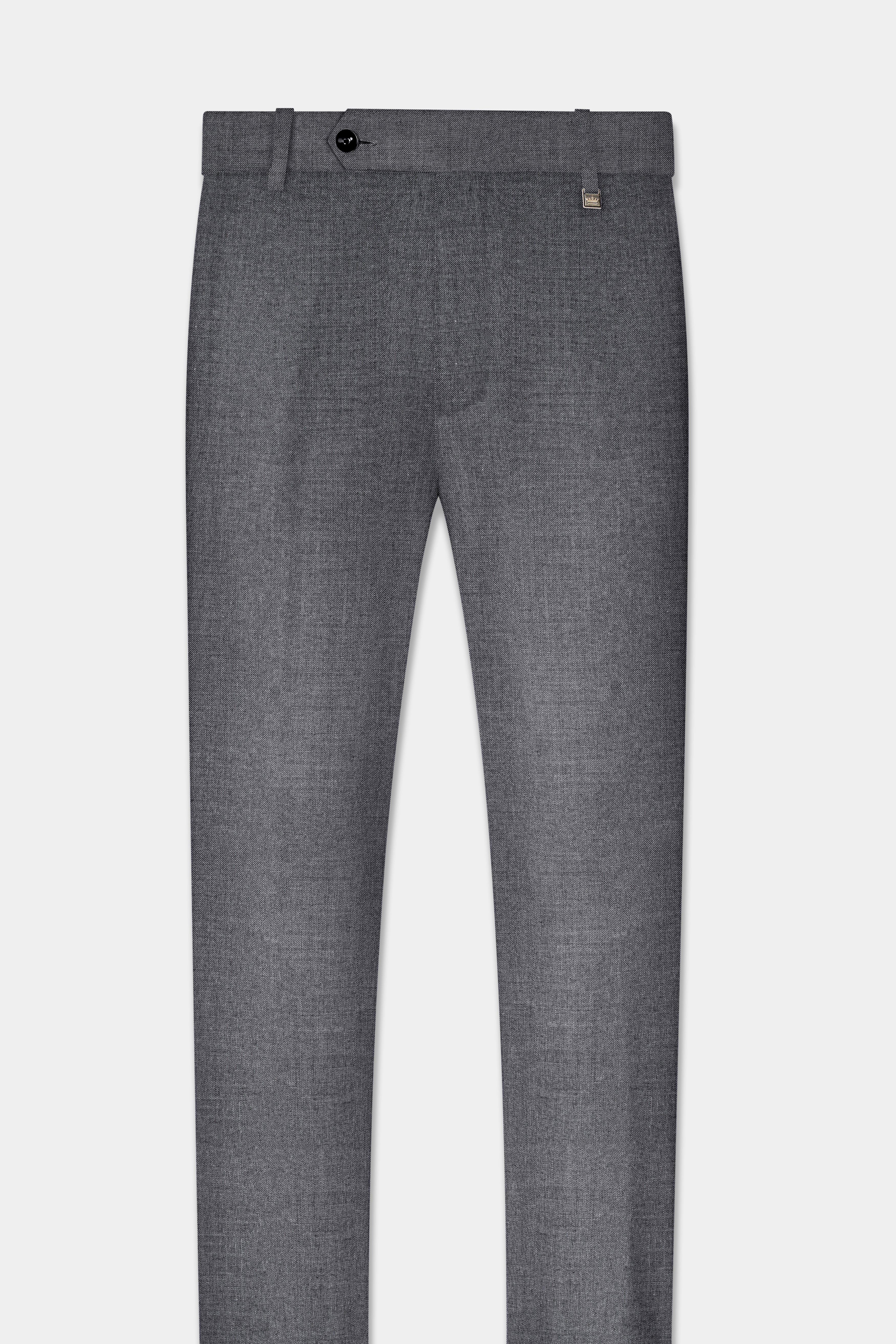 Men's Grey Texture Machine Wash Wool Blend Trouser | Jeff Banks
