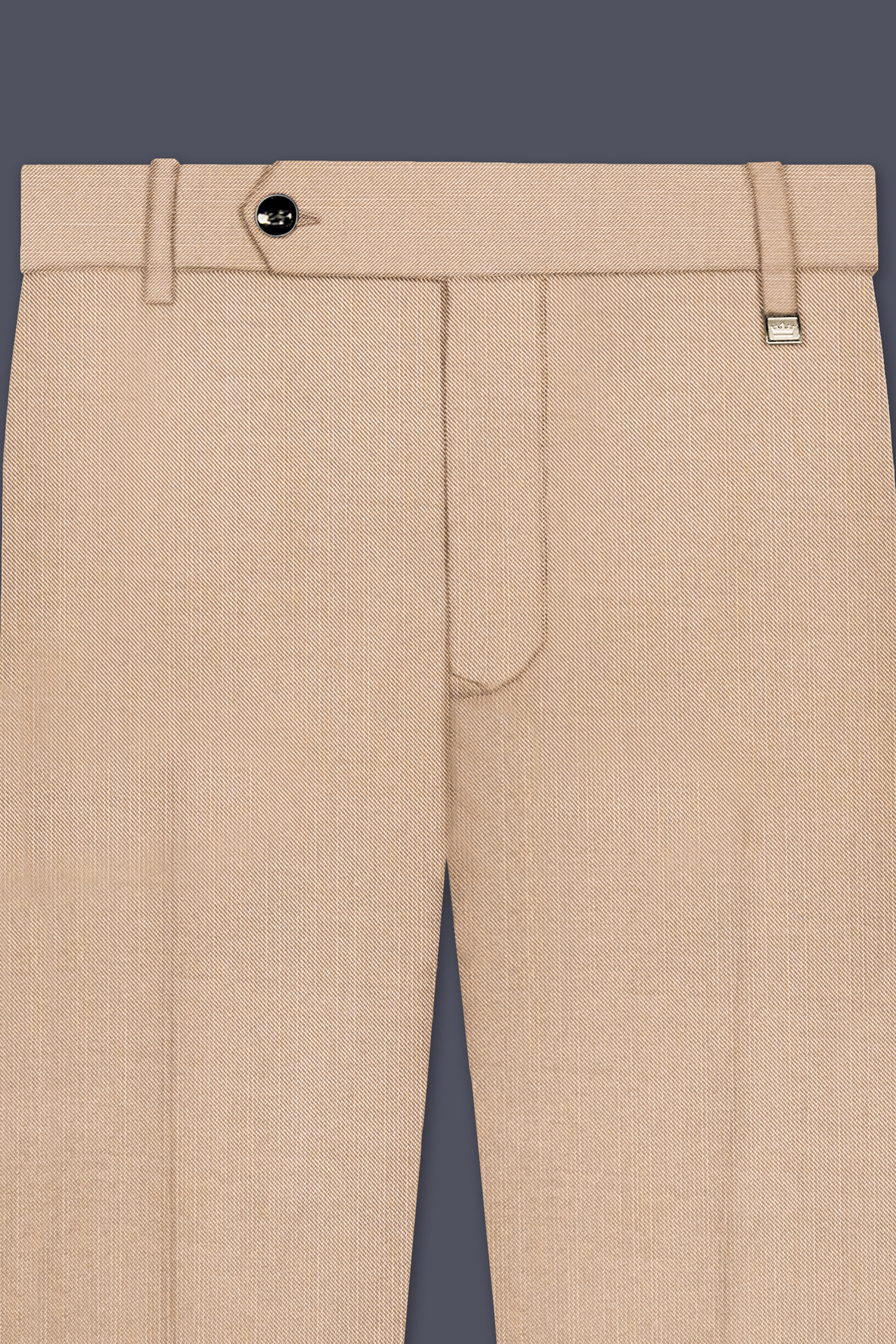 Cream Plain-Solid Regular Fit Terry Rayon Pants For Men