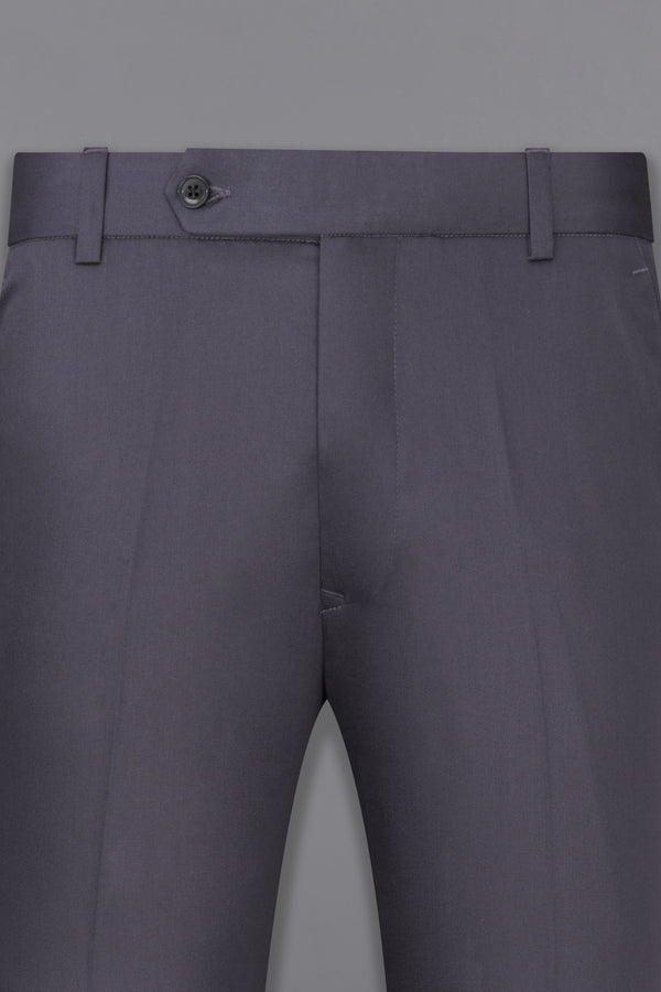 Mid Grey Subtle Sheen Wool Blend Pant