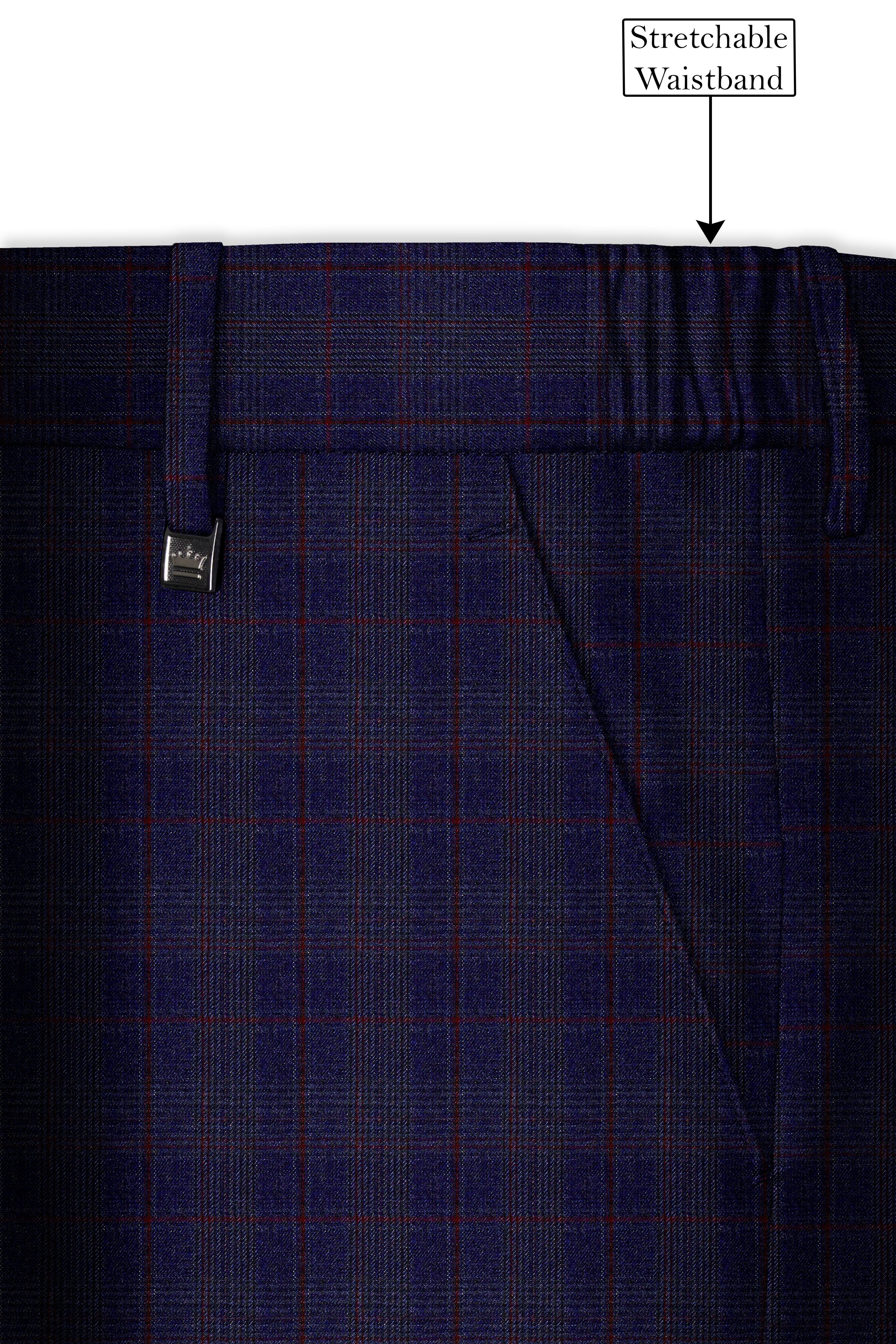 Tuna Blue Checkered Wool Blend Pant