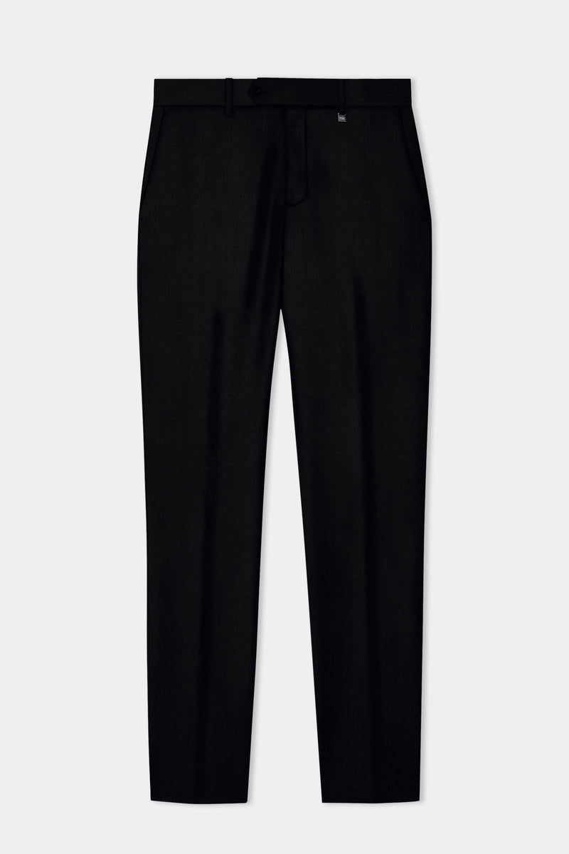 JADE BLACK PLAIN SOLID WOOL BLEND PANT