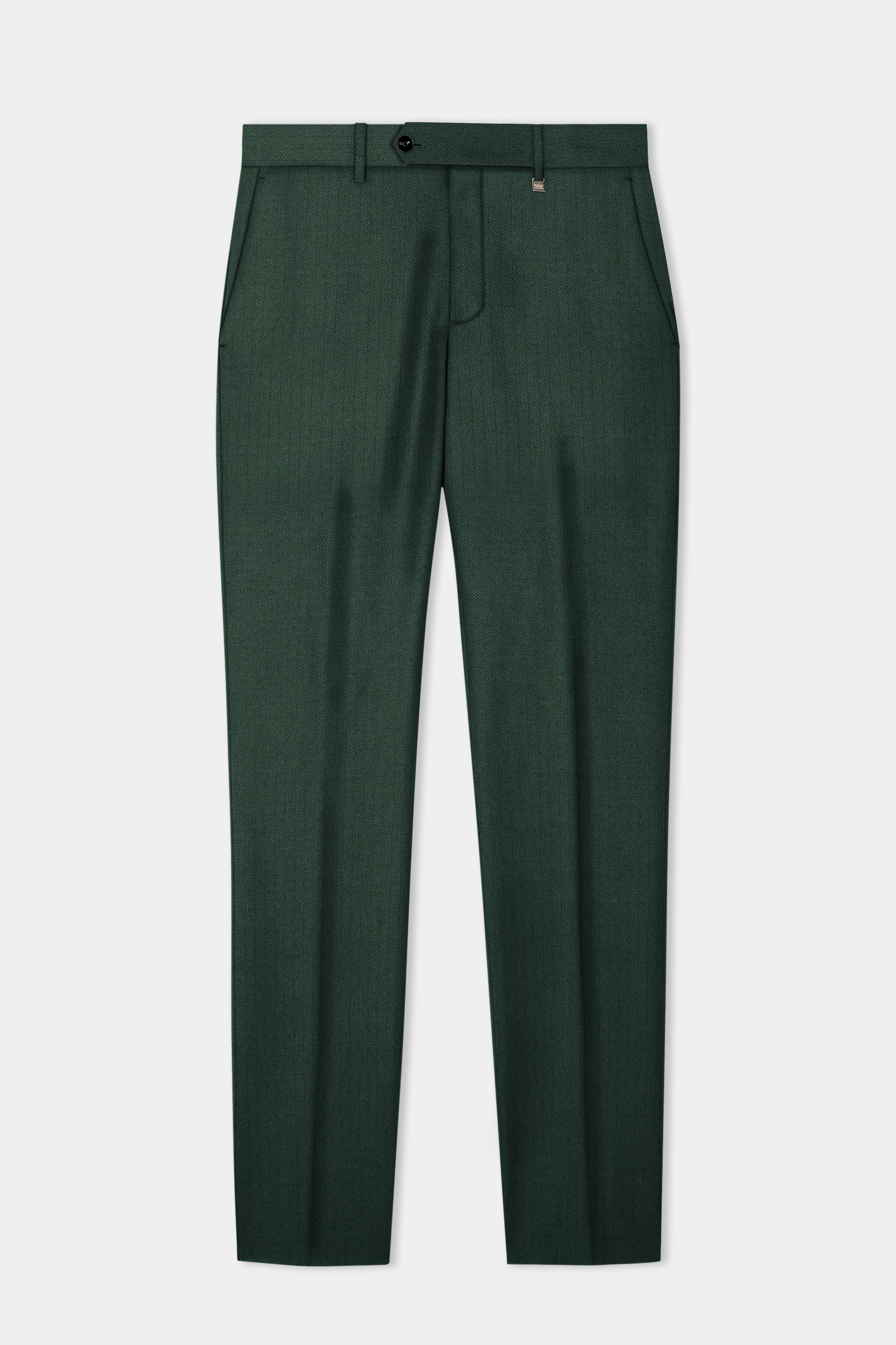 Everglade Green Plain Solid Wool Blend Pant