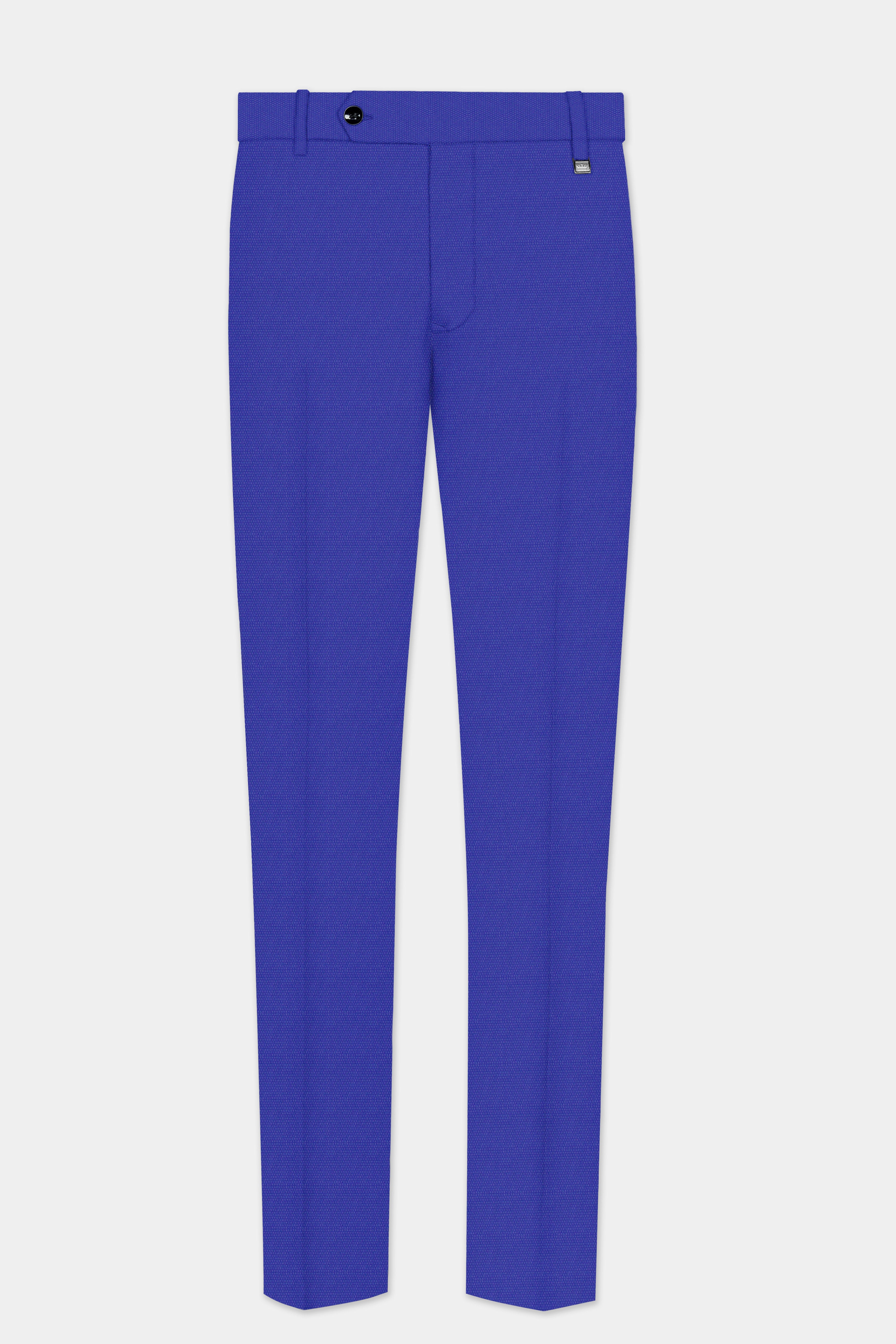 Catalina Blue Dobby Textured Wool Blend Pant