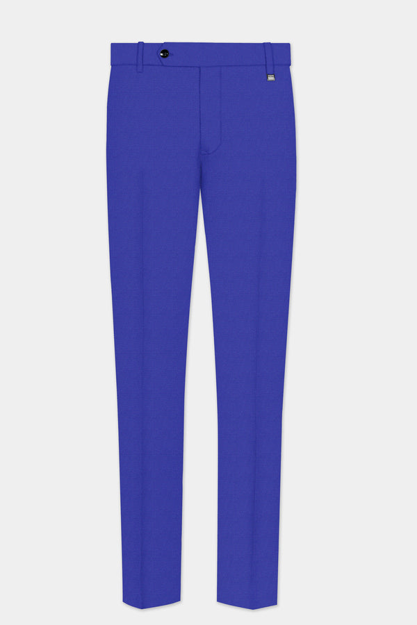 Catalina Blue Dobby Textured Wool Blend Pant