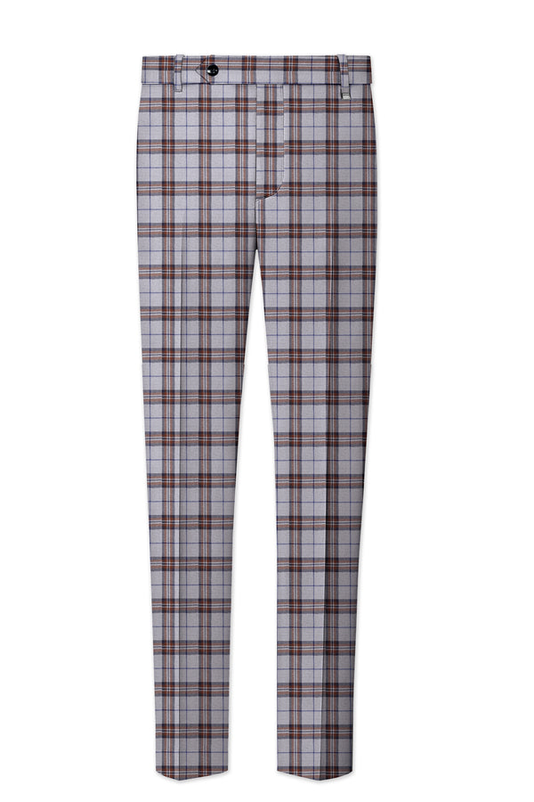 Cadet Gray with Maroon and Blue Plaid Tweed Pant
