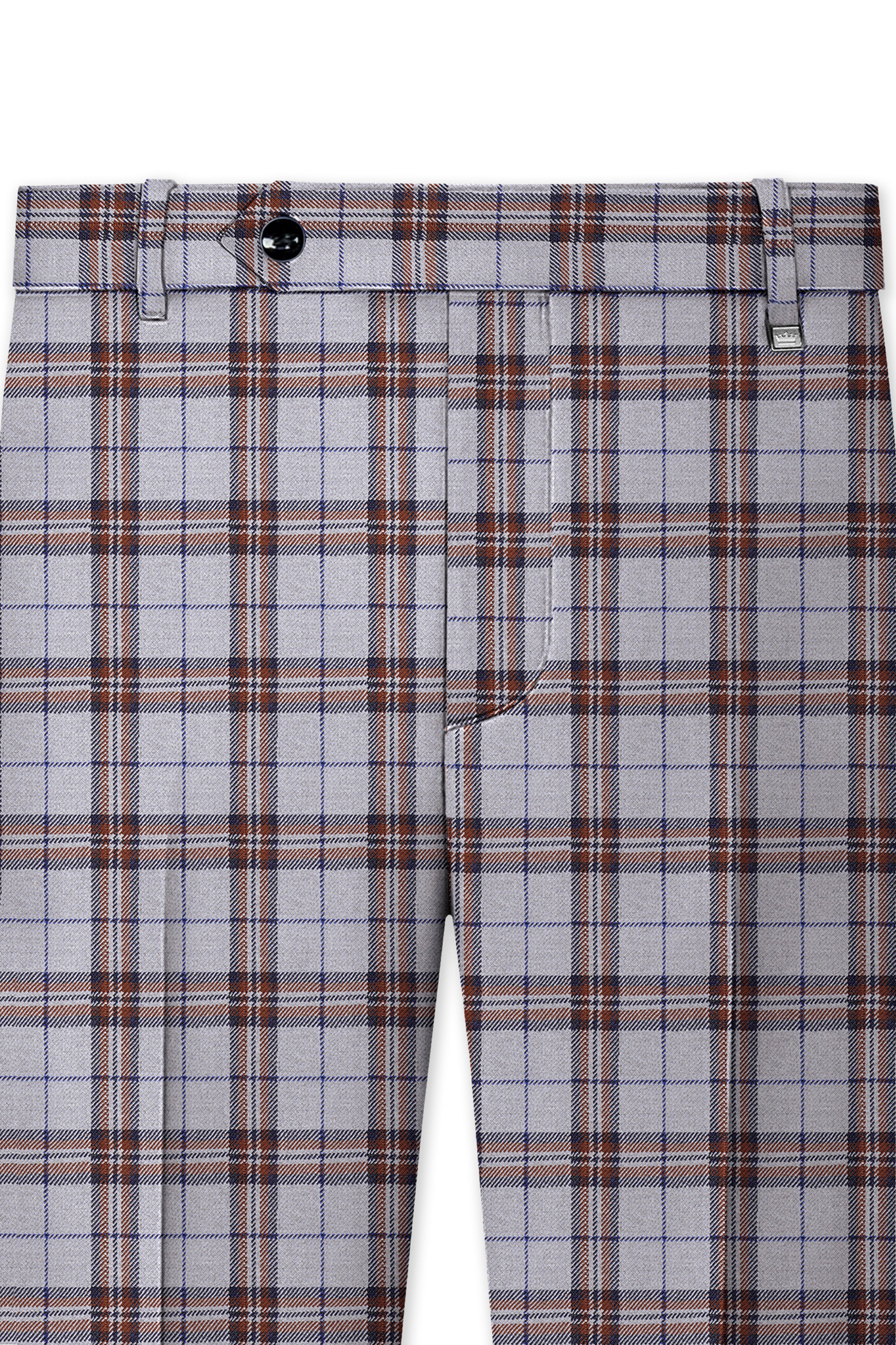 Cadet Gray with Maroon and Blue Plaid Tweed Pant