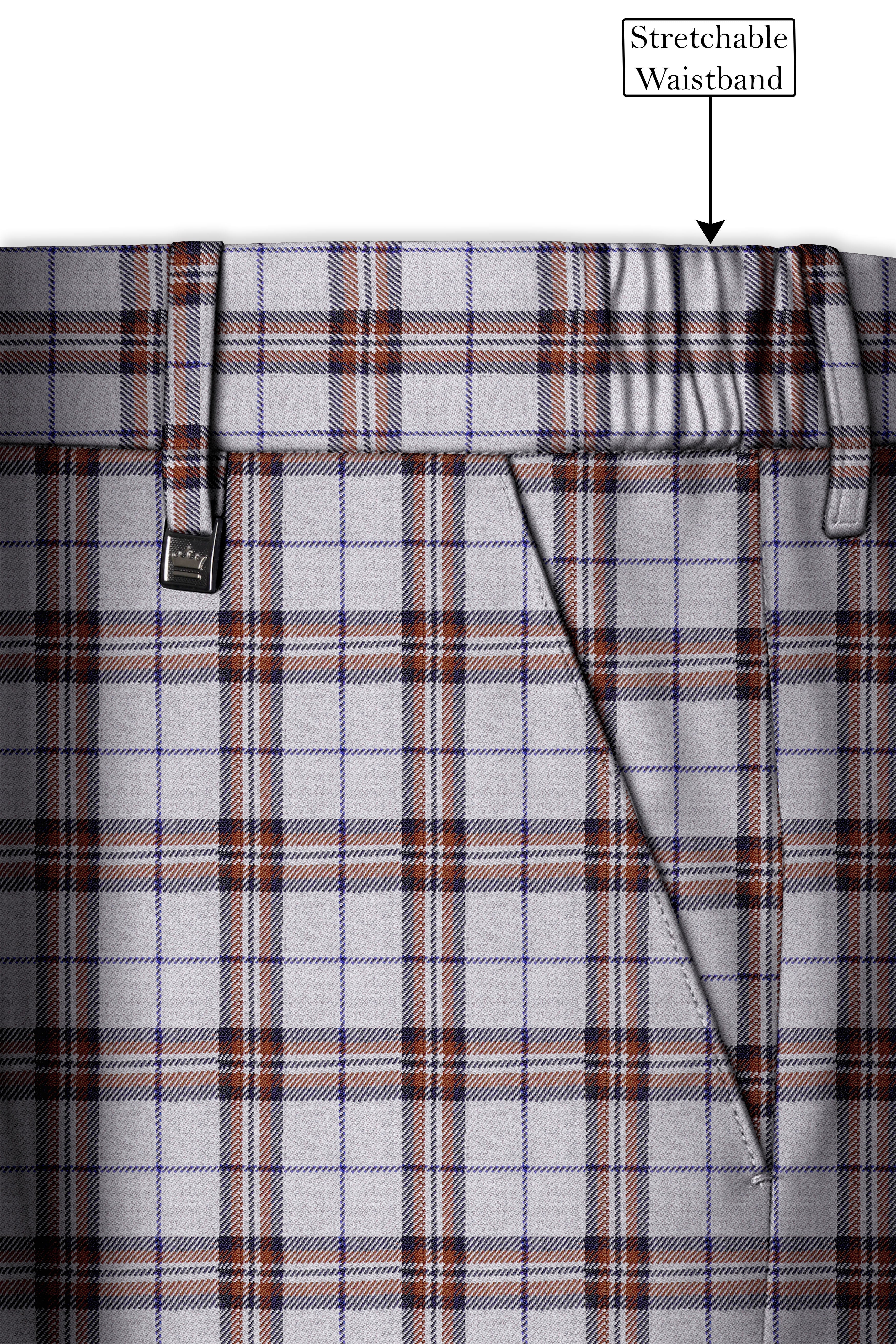 Cadet Gray with Maroon and Blue Plaid Tweed Pant