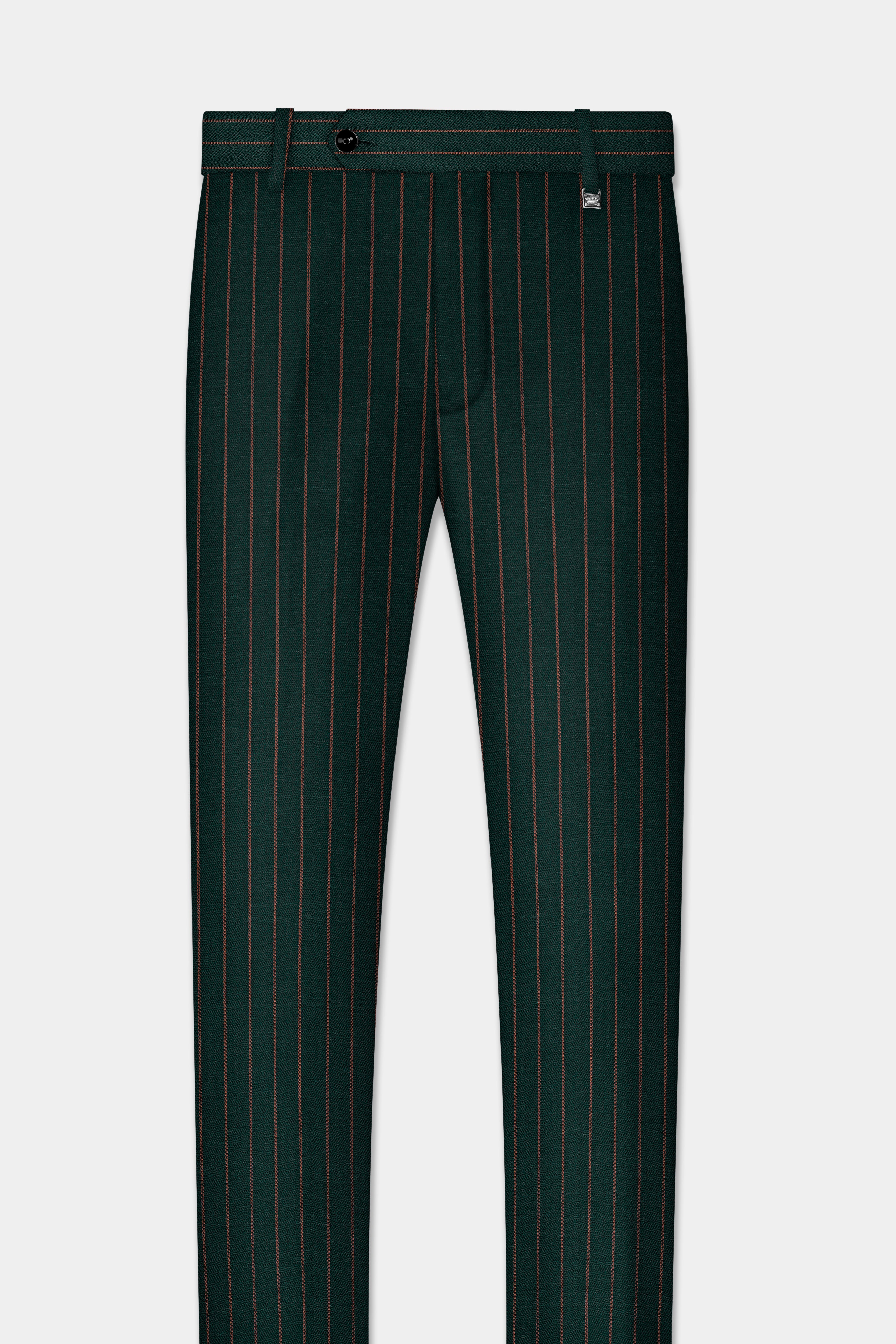 Swamp Green Striped Wool Blend Pant