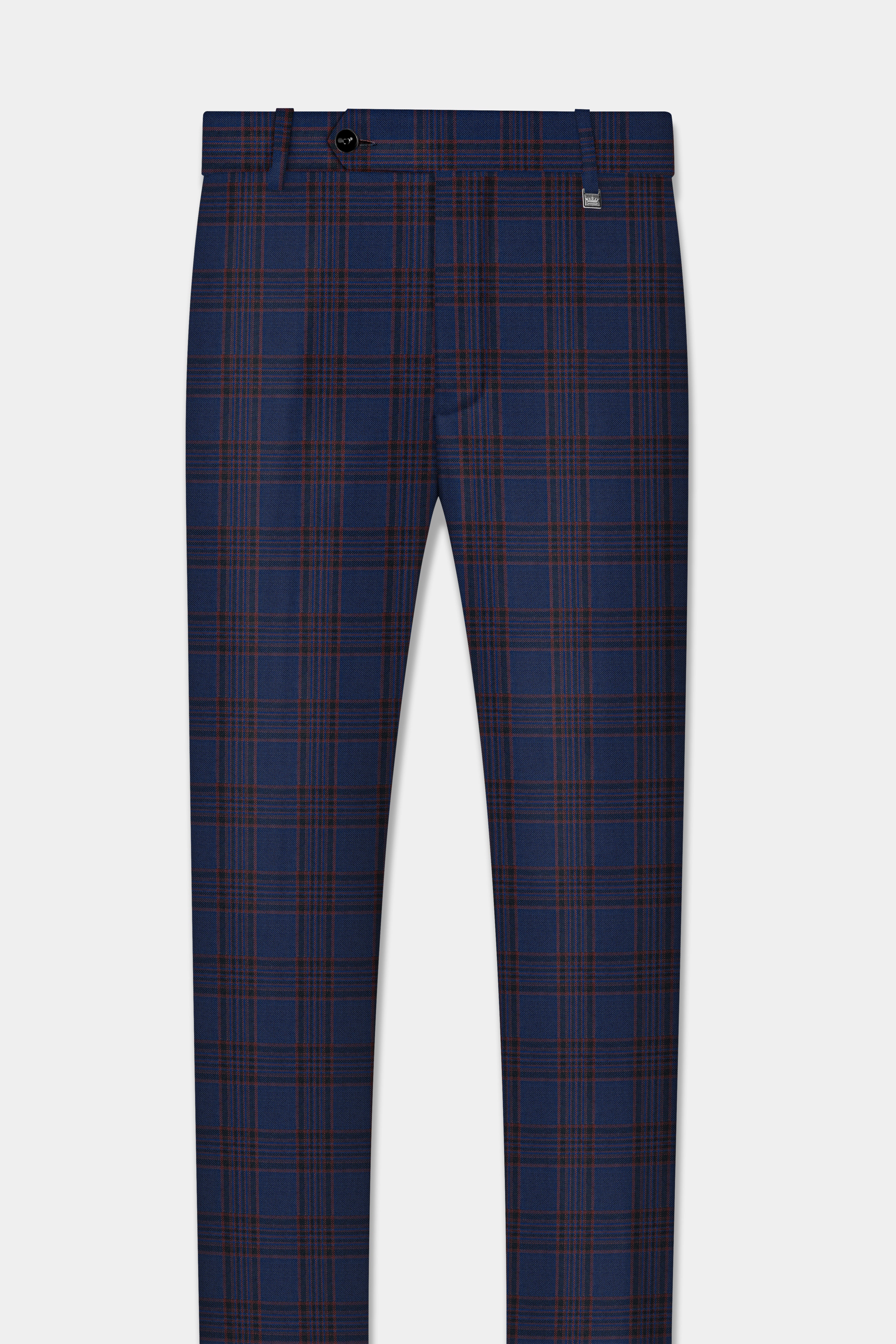 Bunting Blue with Livid Brown Plaid Wool Blend Pant