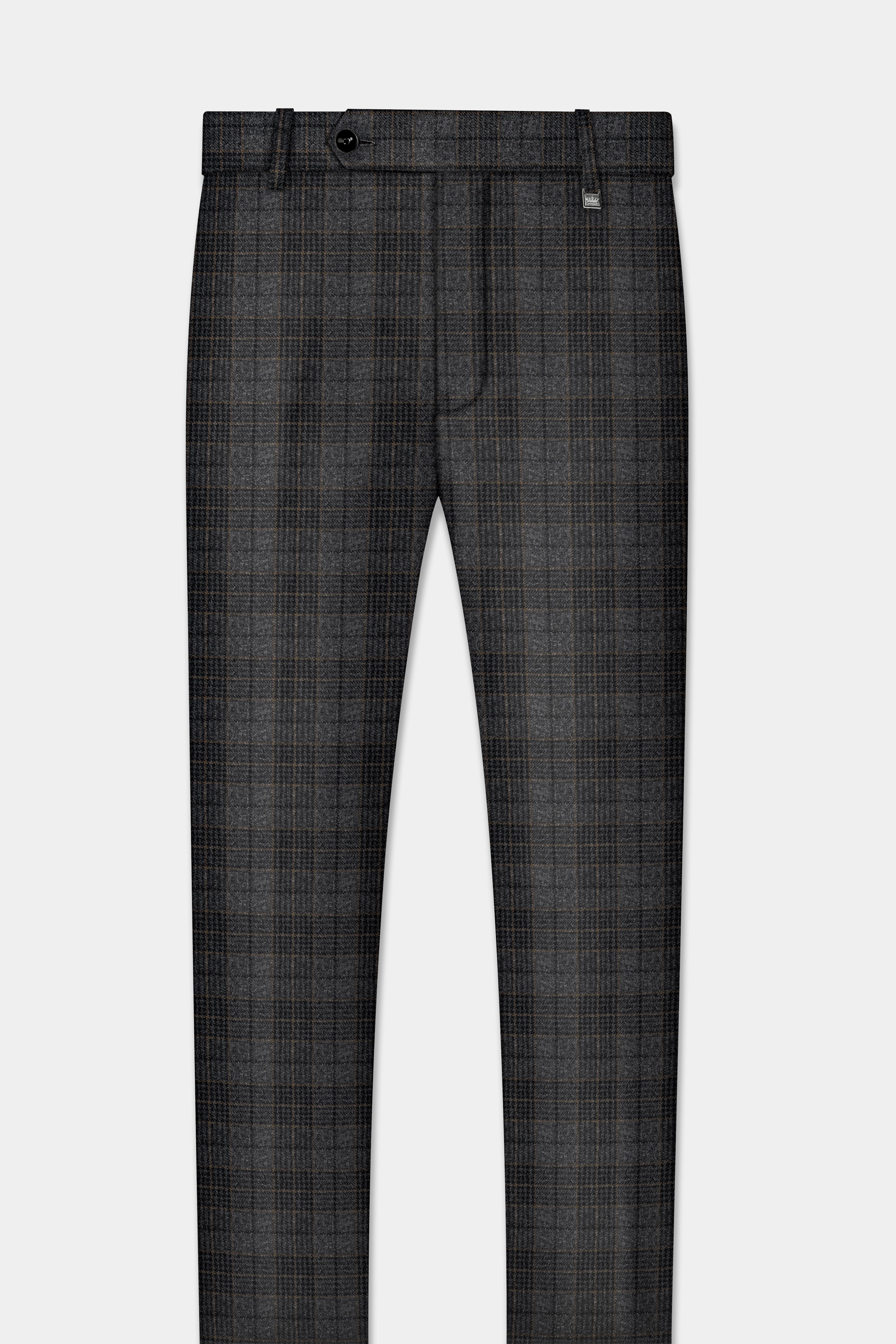 Charcoal Gray Plaid Tweed Pant