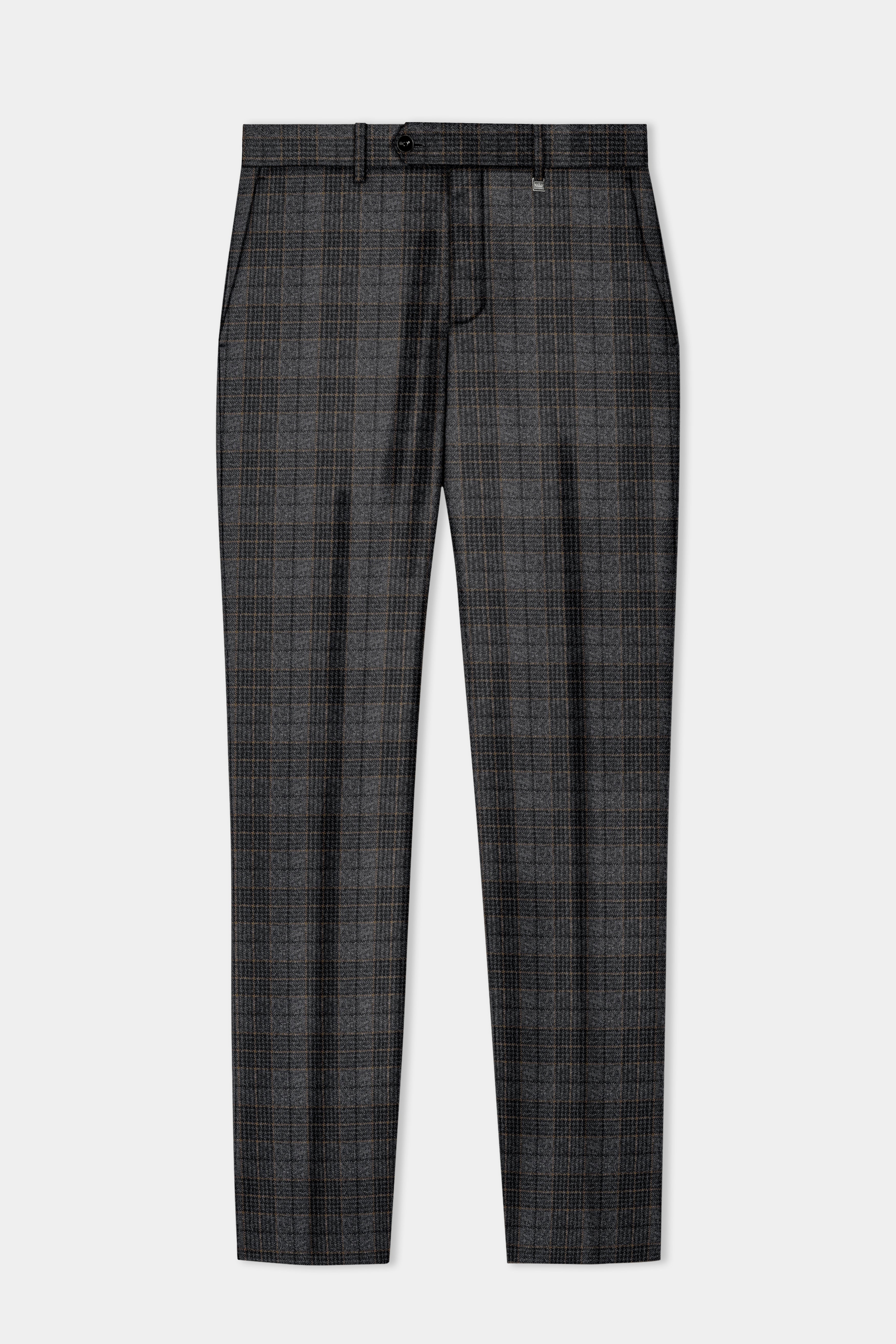 Charcoal Gray Plaid Tweed Pant