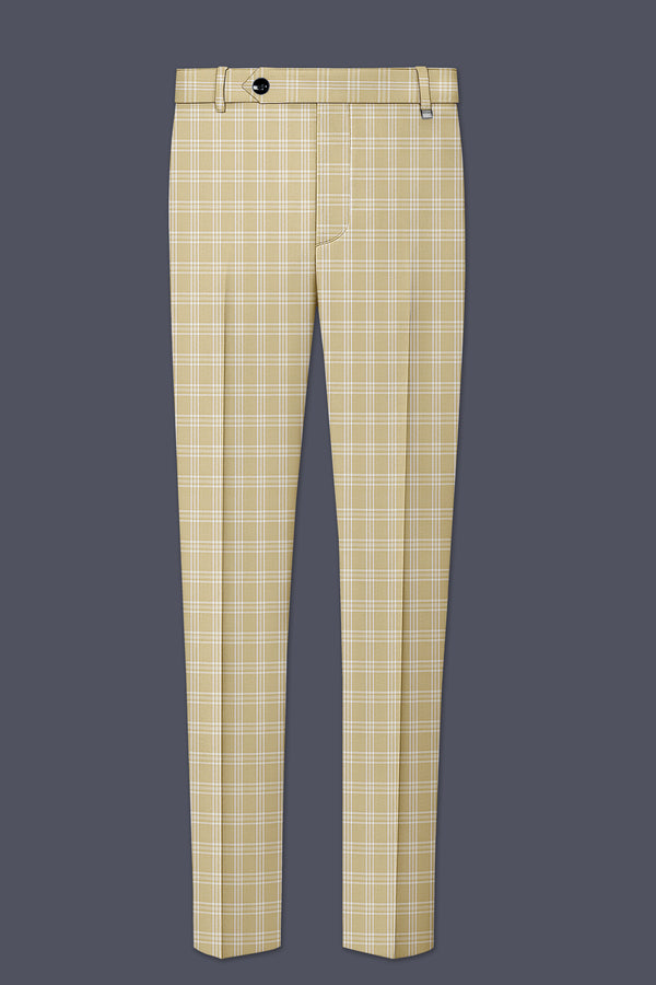 Desert Sand Cream Plaid Wool Blend Pant