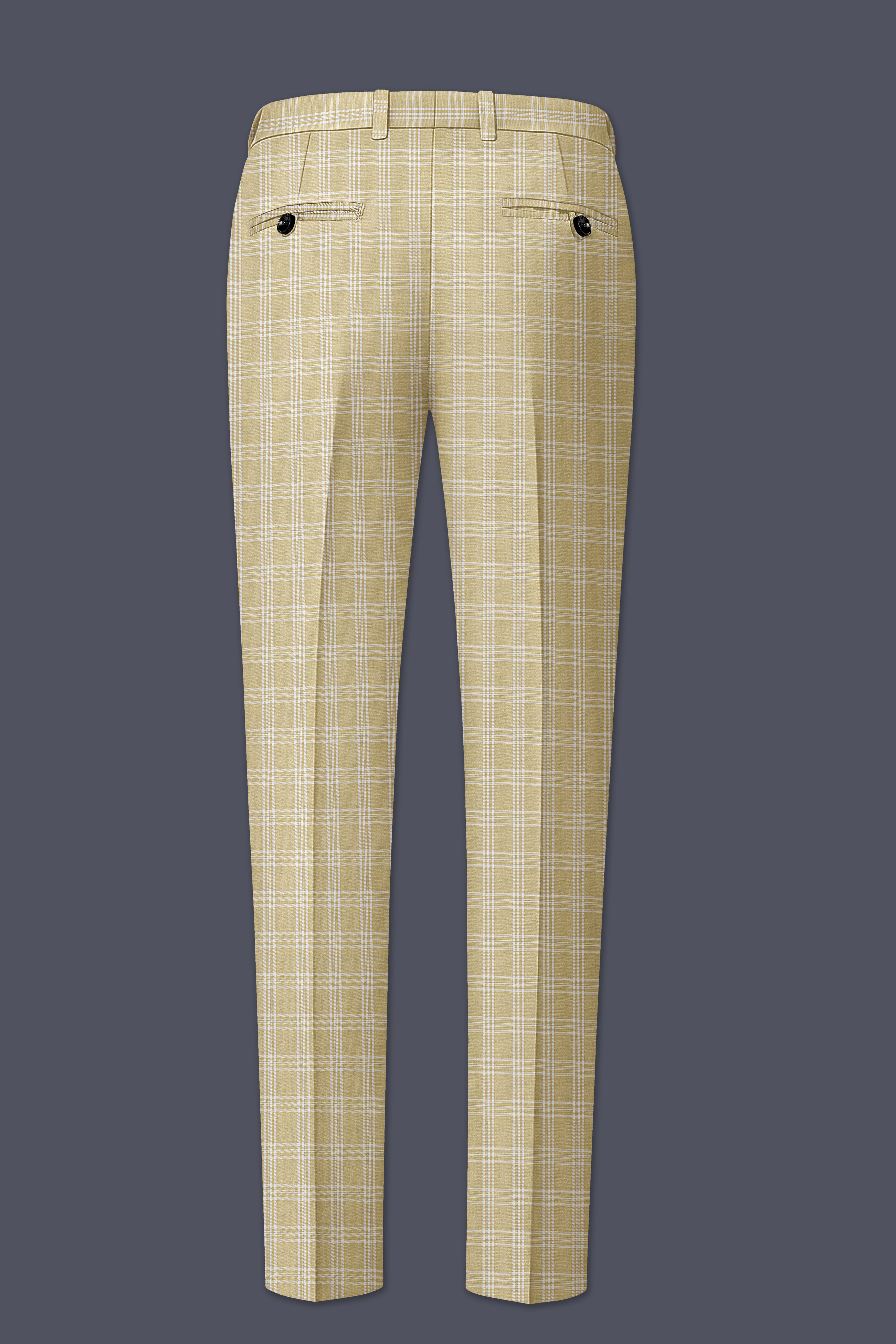 Desert Sand Cream Plaid Wool Blend Pant