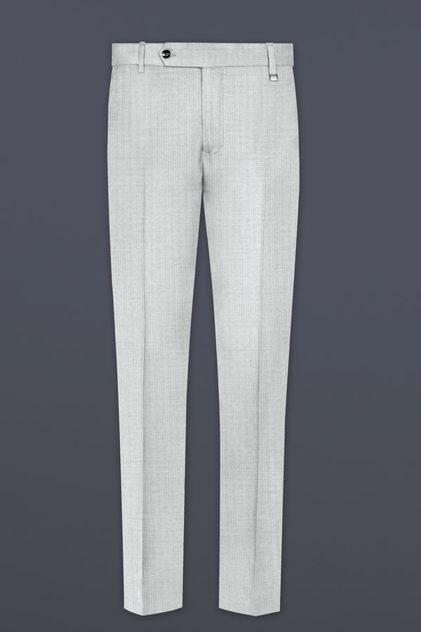 Pastel Gray Textured Wool Blend Pant