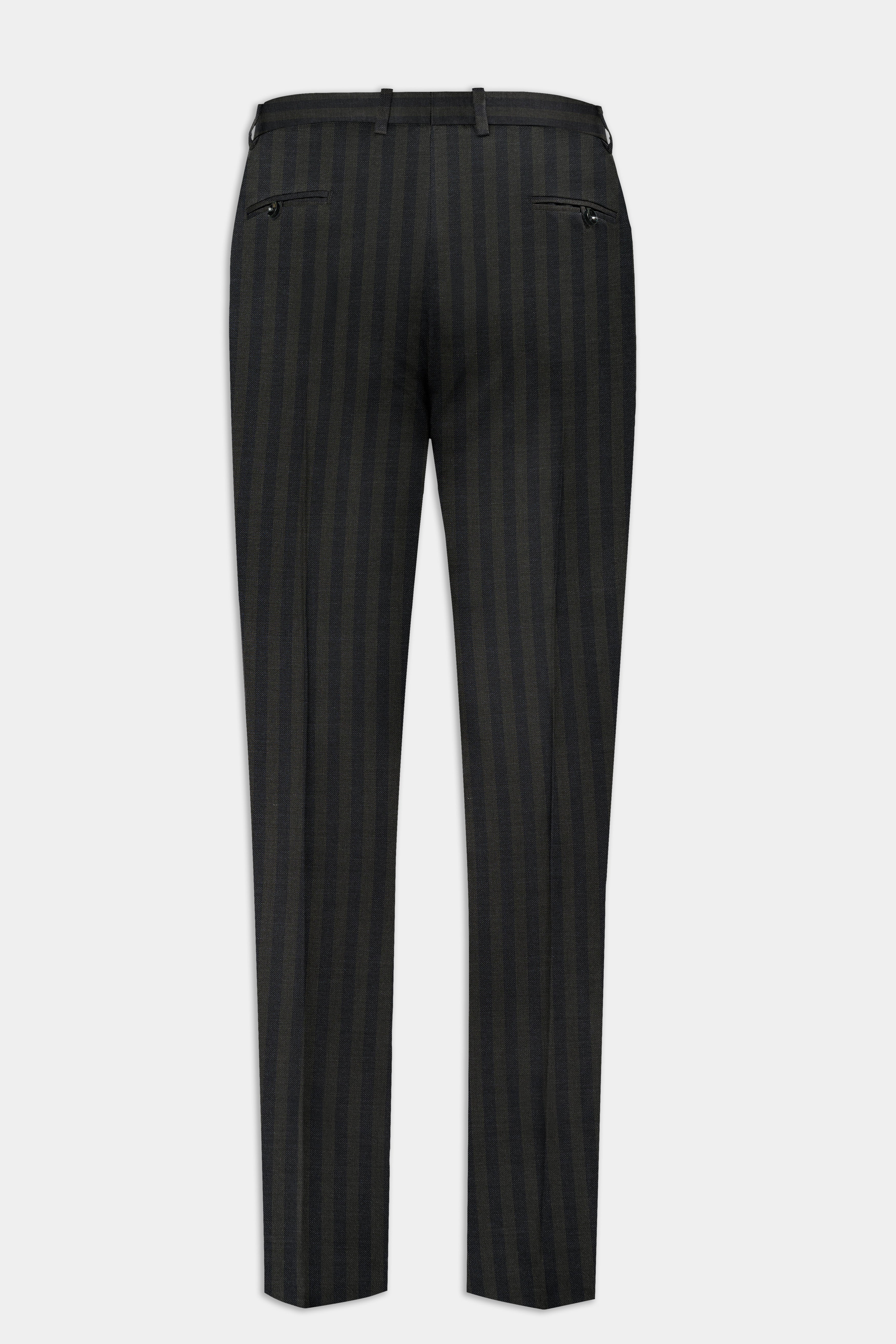 Heavy Green with Black Striped Wool Blend Pant