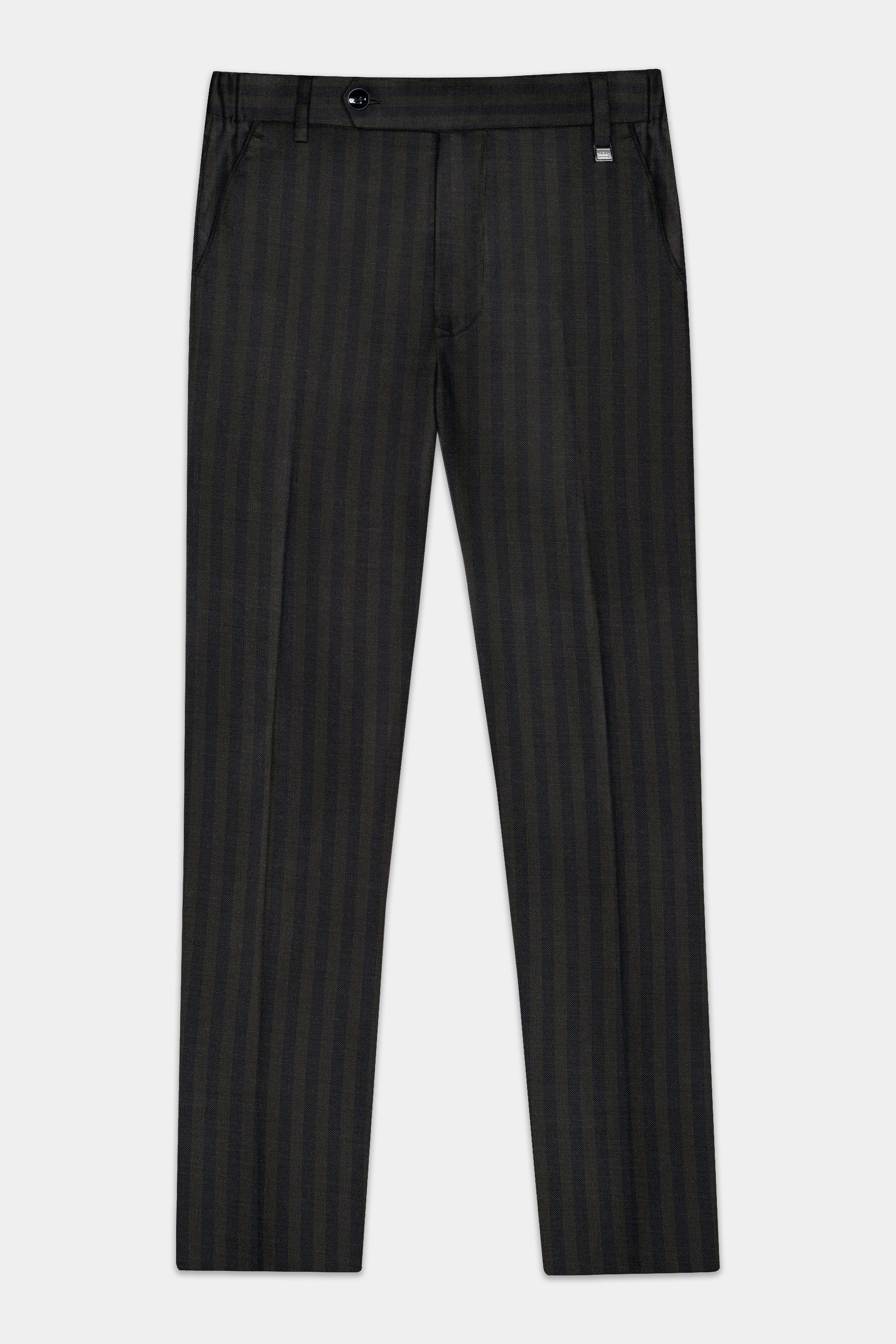 Heavy Green with Black Striped Wool Blend Pant