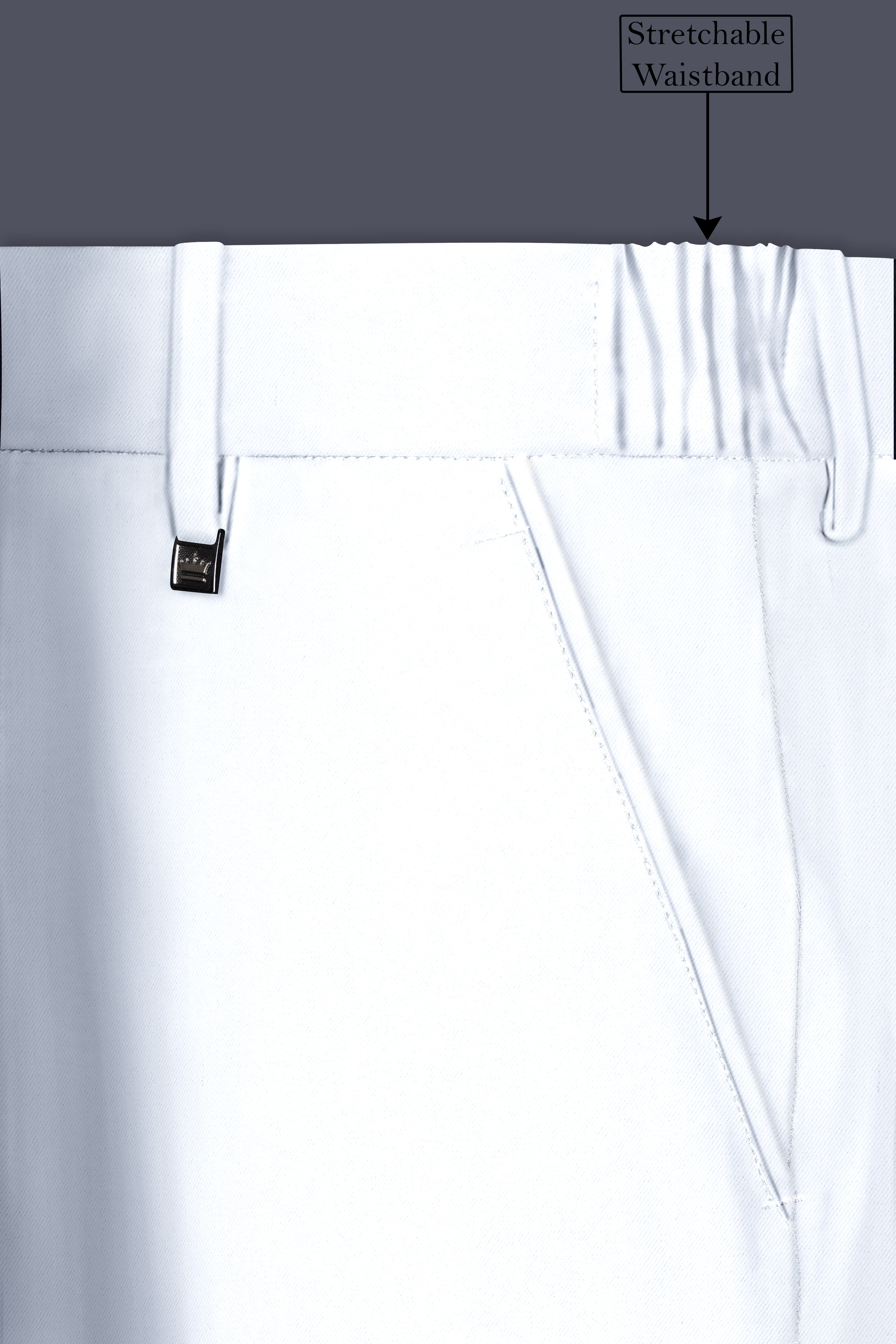 White Stretchable Subtle Sheen Formal Pant