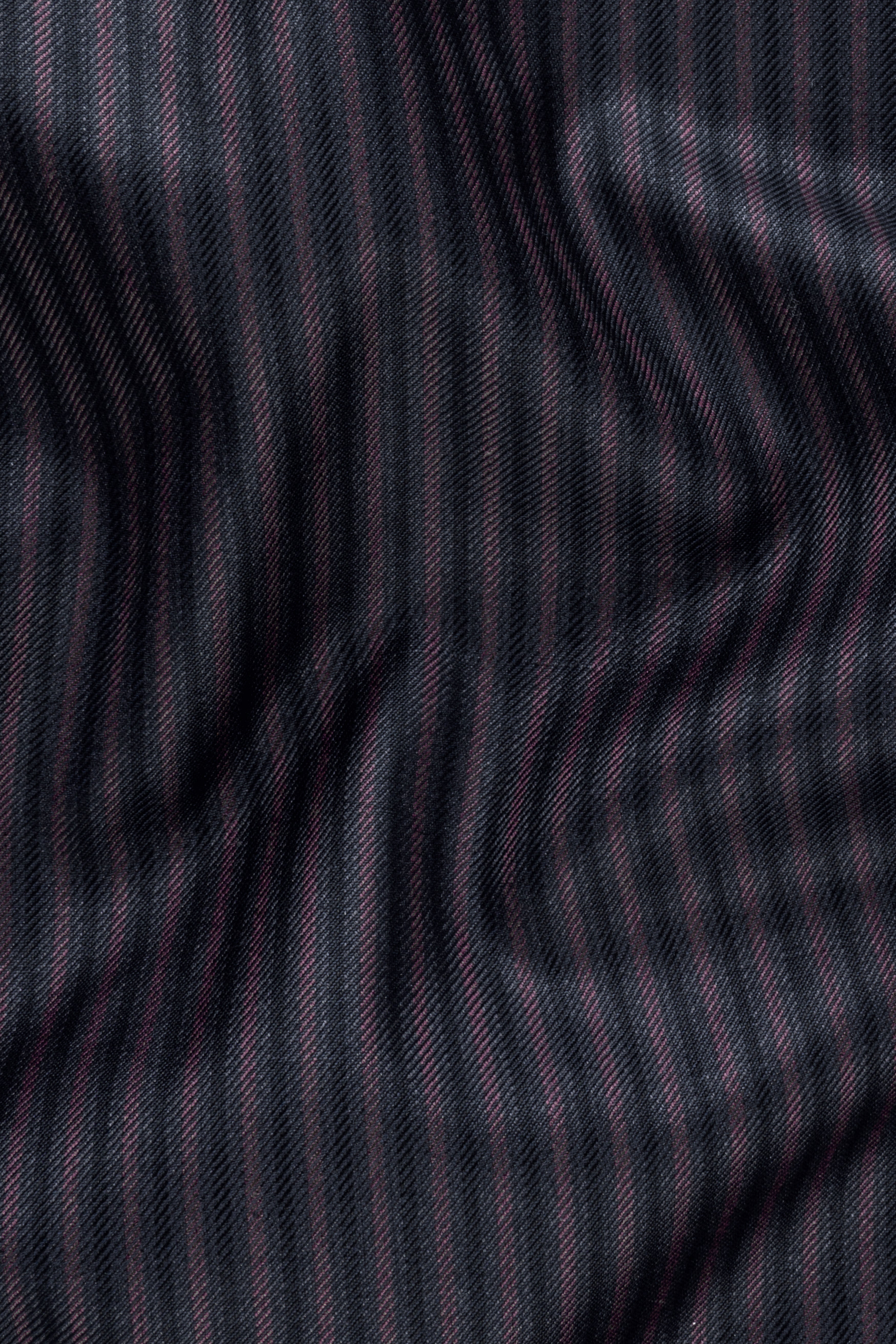 Ebony Clay Blue with Wine Berry Striped Wool Blend Pant