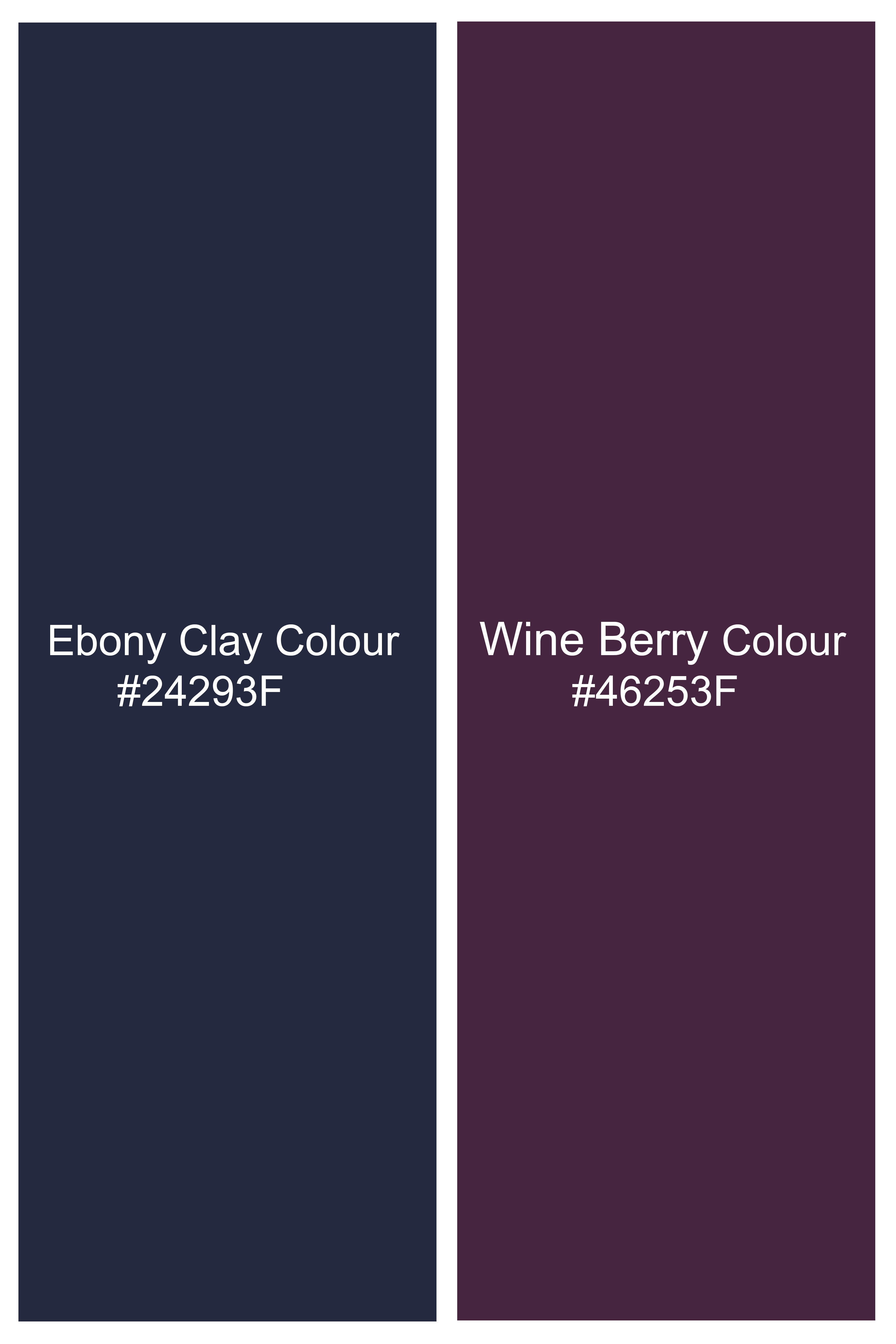 Ebony Clay Blue with Wine Berry Striped Wool Blend Pant