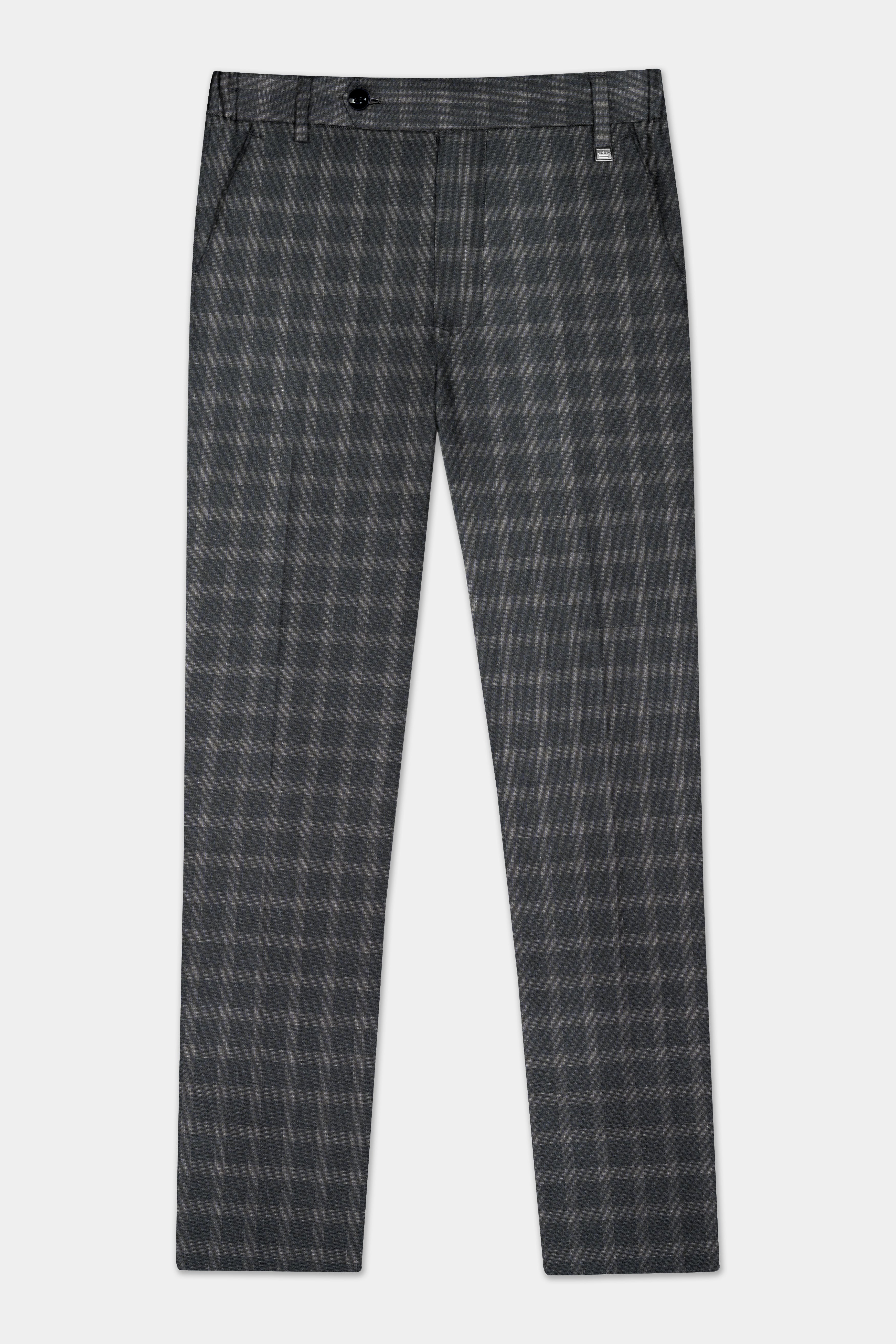Gravel Gray Checkered Wool Blend Pant