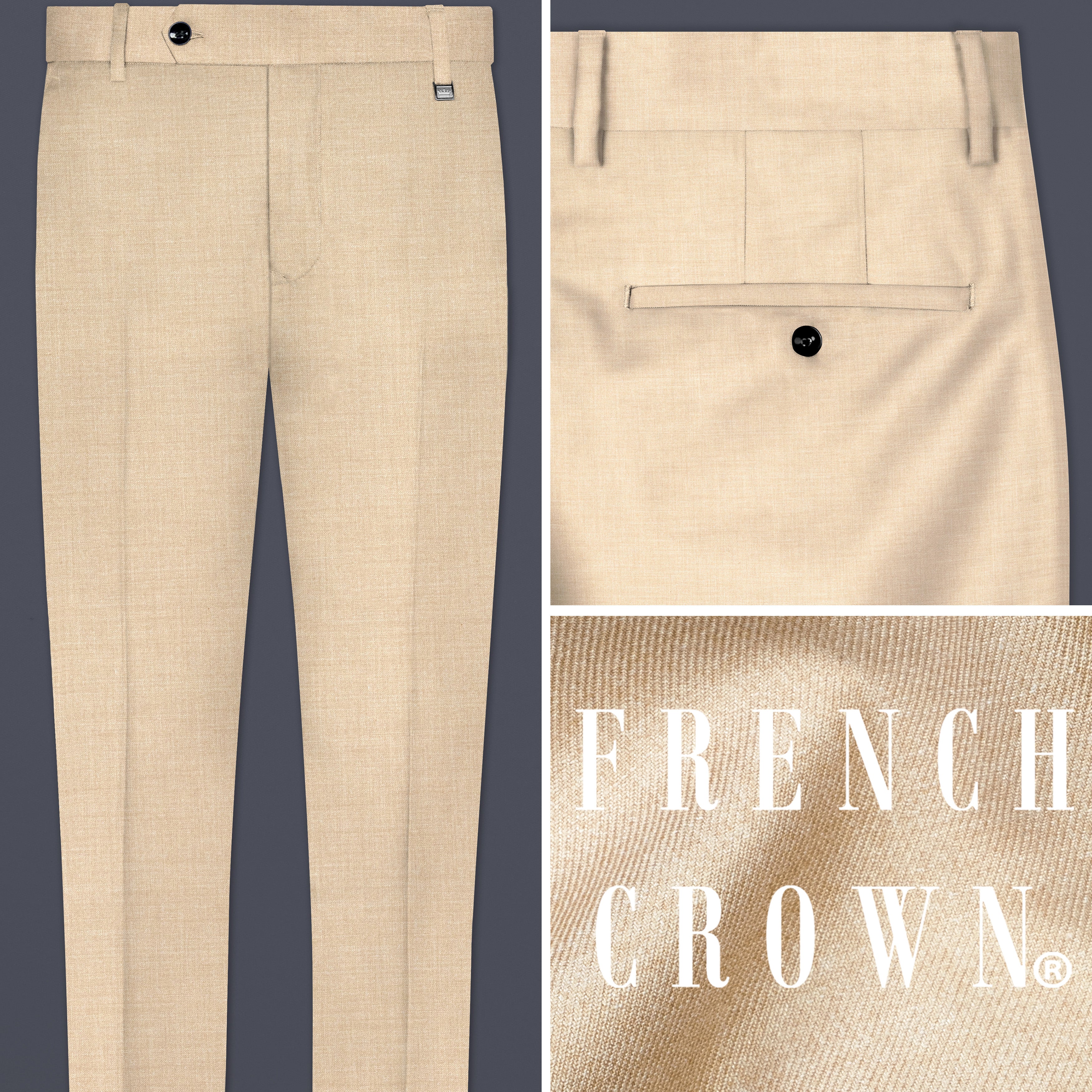 Vanilla Cream Plain Solid Premium Wool Blend Pant For Men.