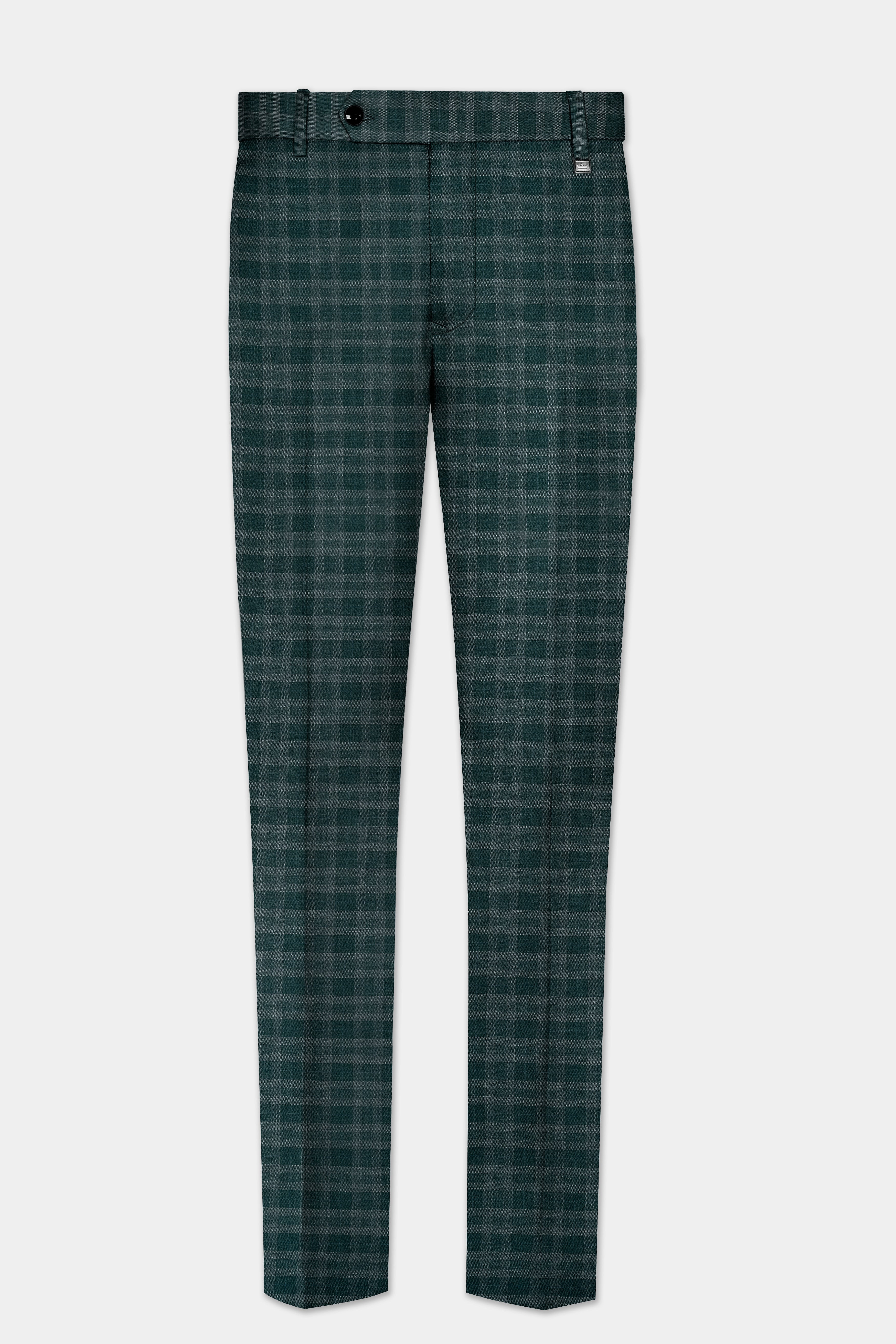 Firefly Green Plaid Wool Blend Stretchable Waistband Pant