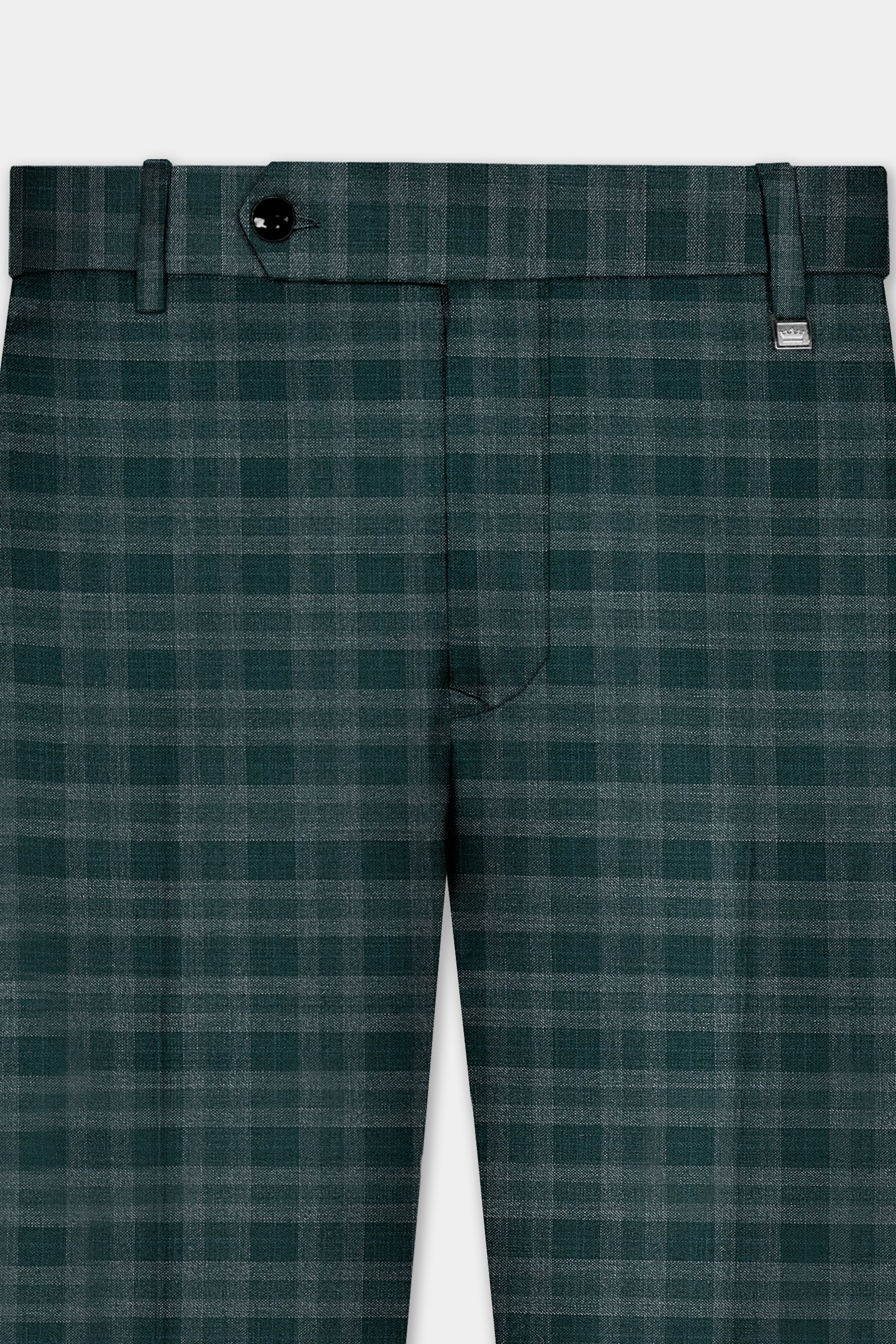 Firefly Green Plaid Wool Blend Stretchable Waistband Pant