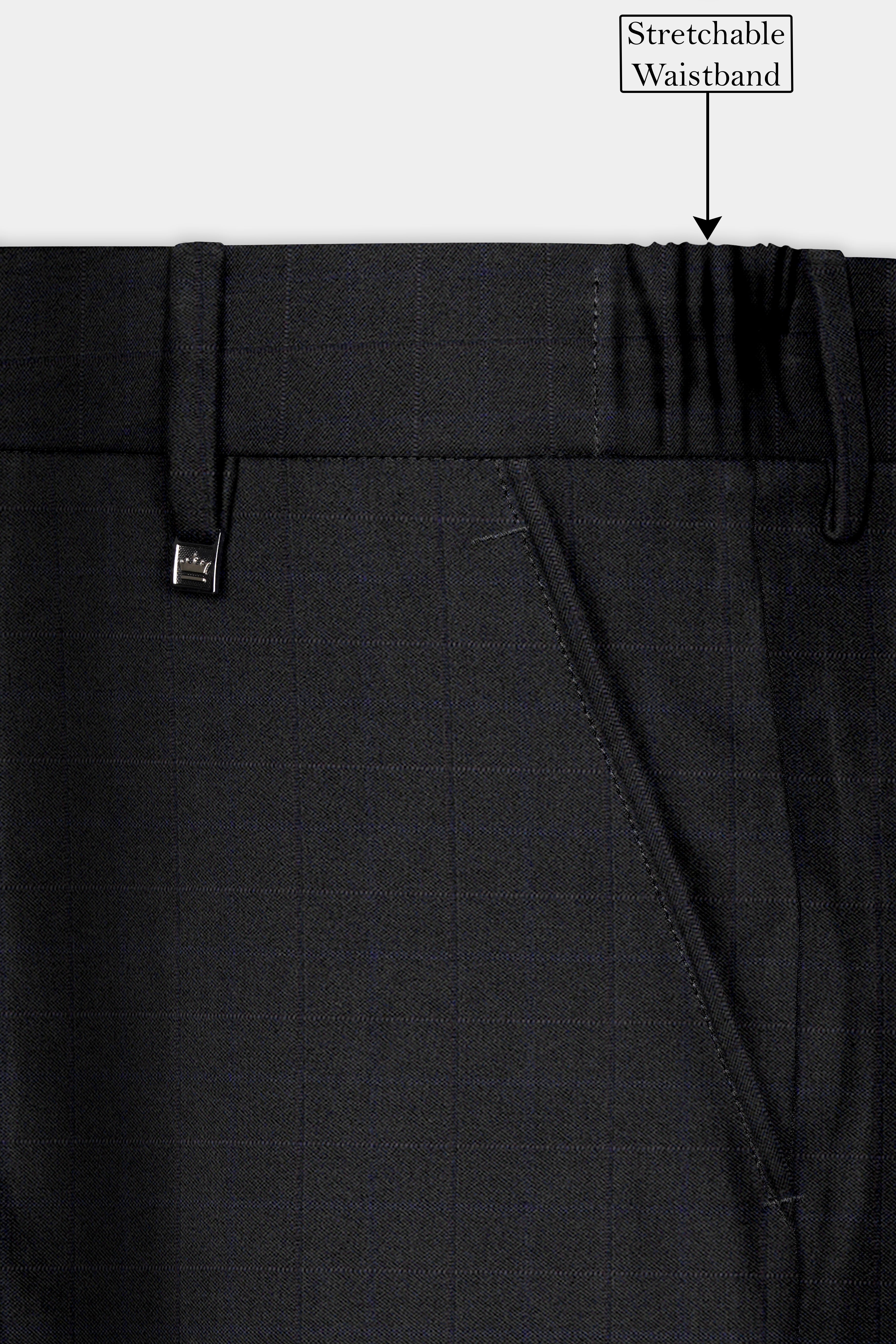 Jade Black Plaid Wool Blend Pant