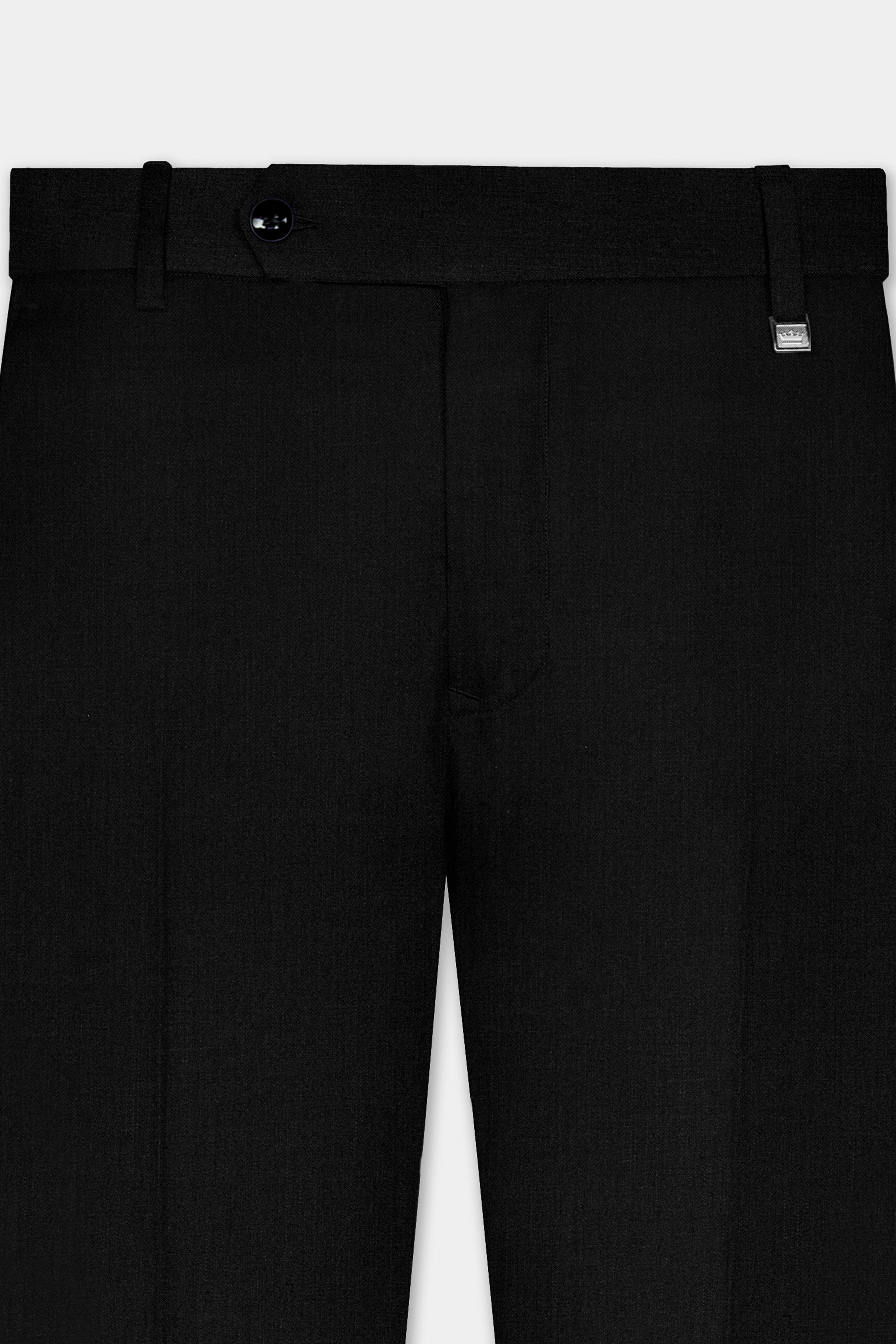 Jade Black Solid Wool Blend Stretchable Waistband Pant