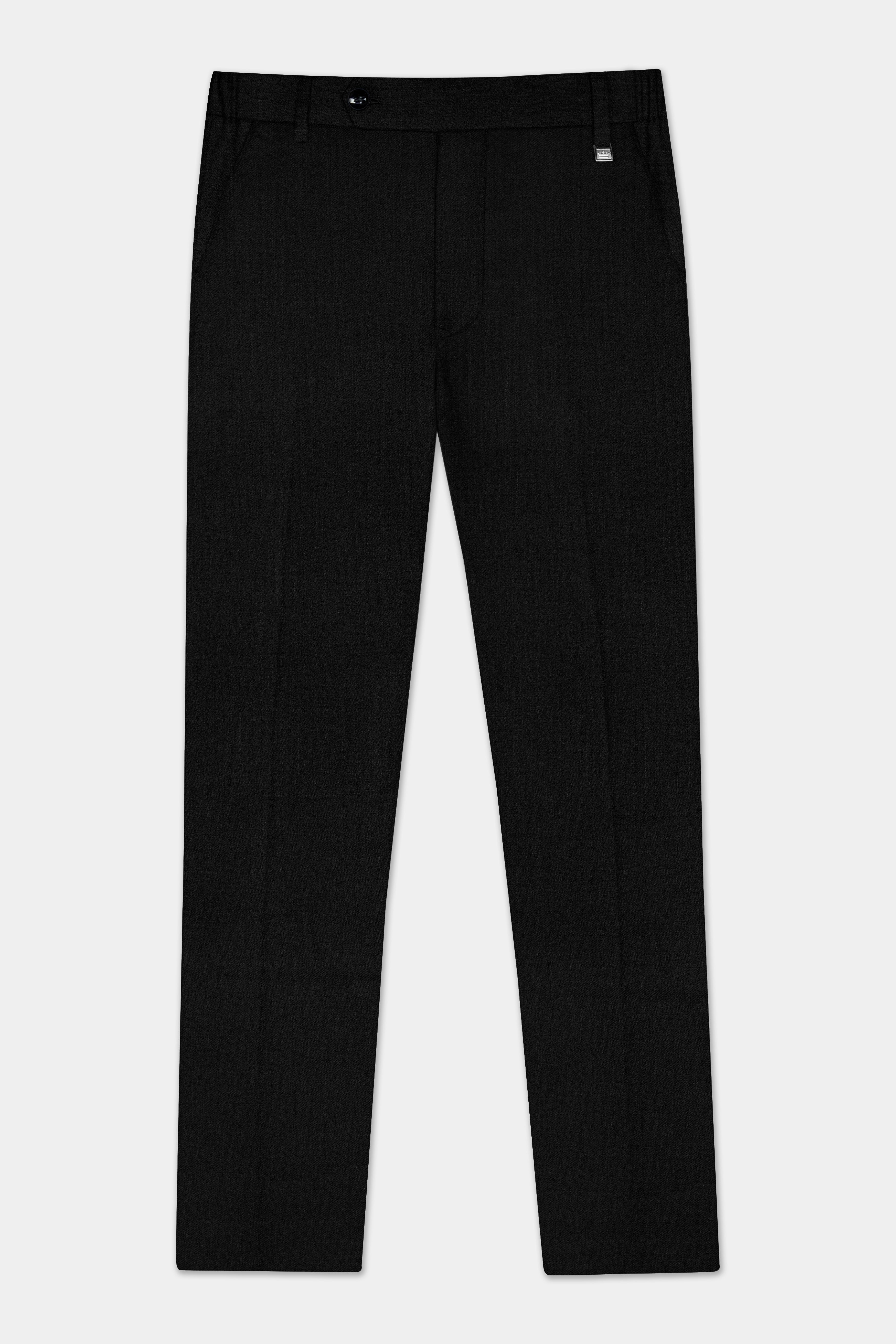 Jade Black Solid Wool Blend Stretchable Waistband Pant