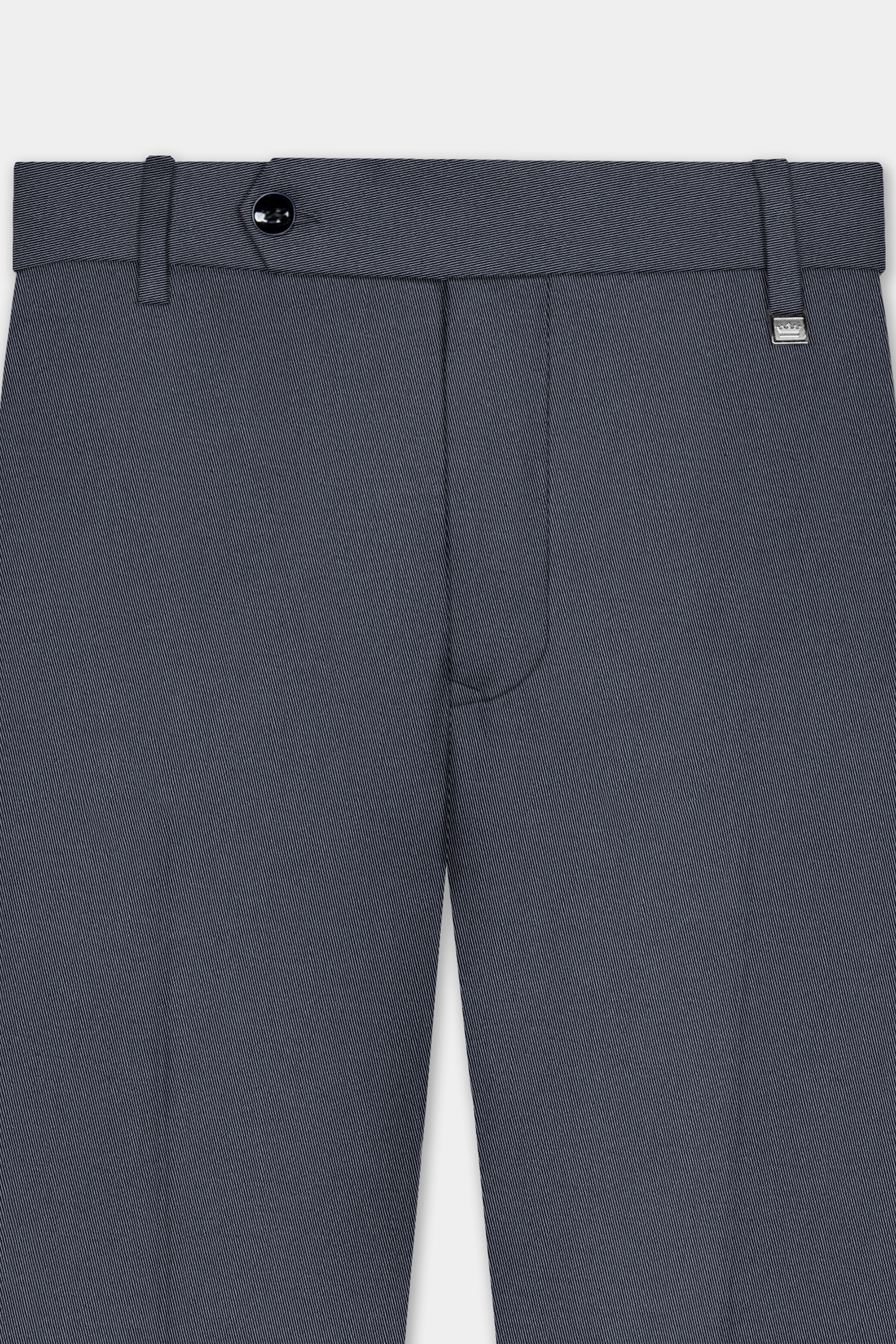 Iridium Gray Textured Cotton Stretchable Waistband Pant