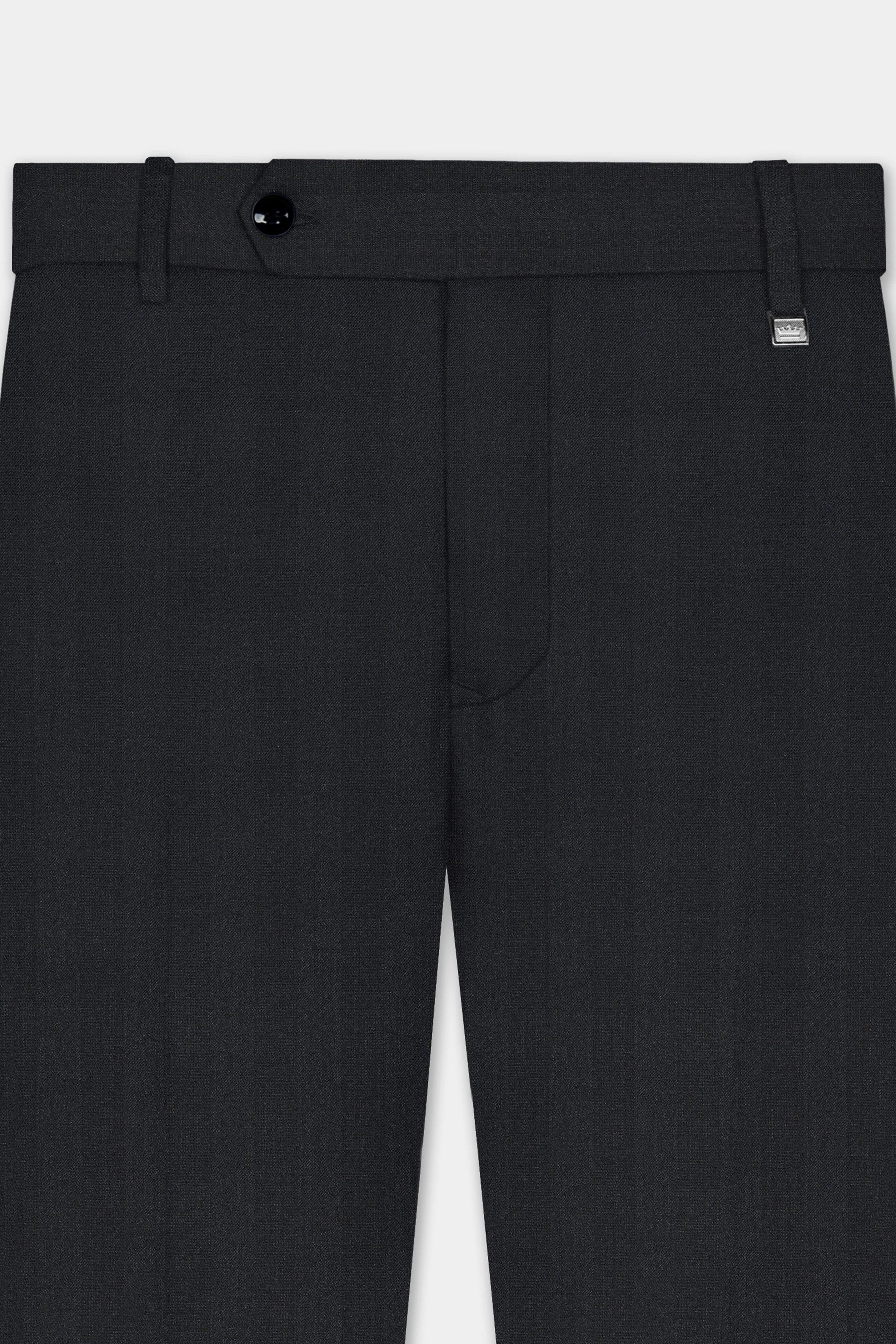 Vulcan Black Striped Wool Blend Stretchable Waistband Pant