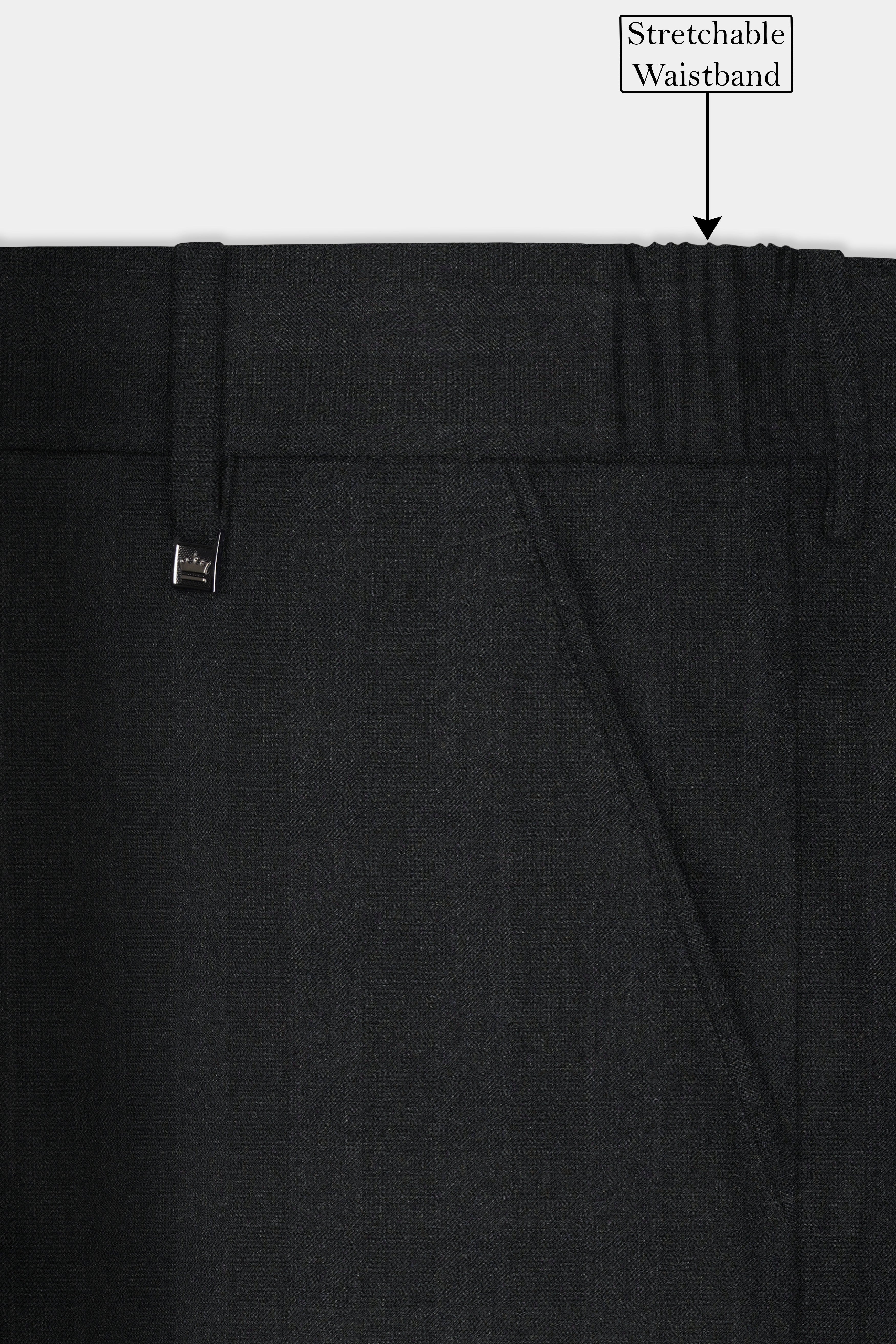 Vulcan Black Striped Wool Blend Stretchable Waistband Pant