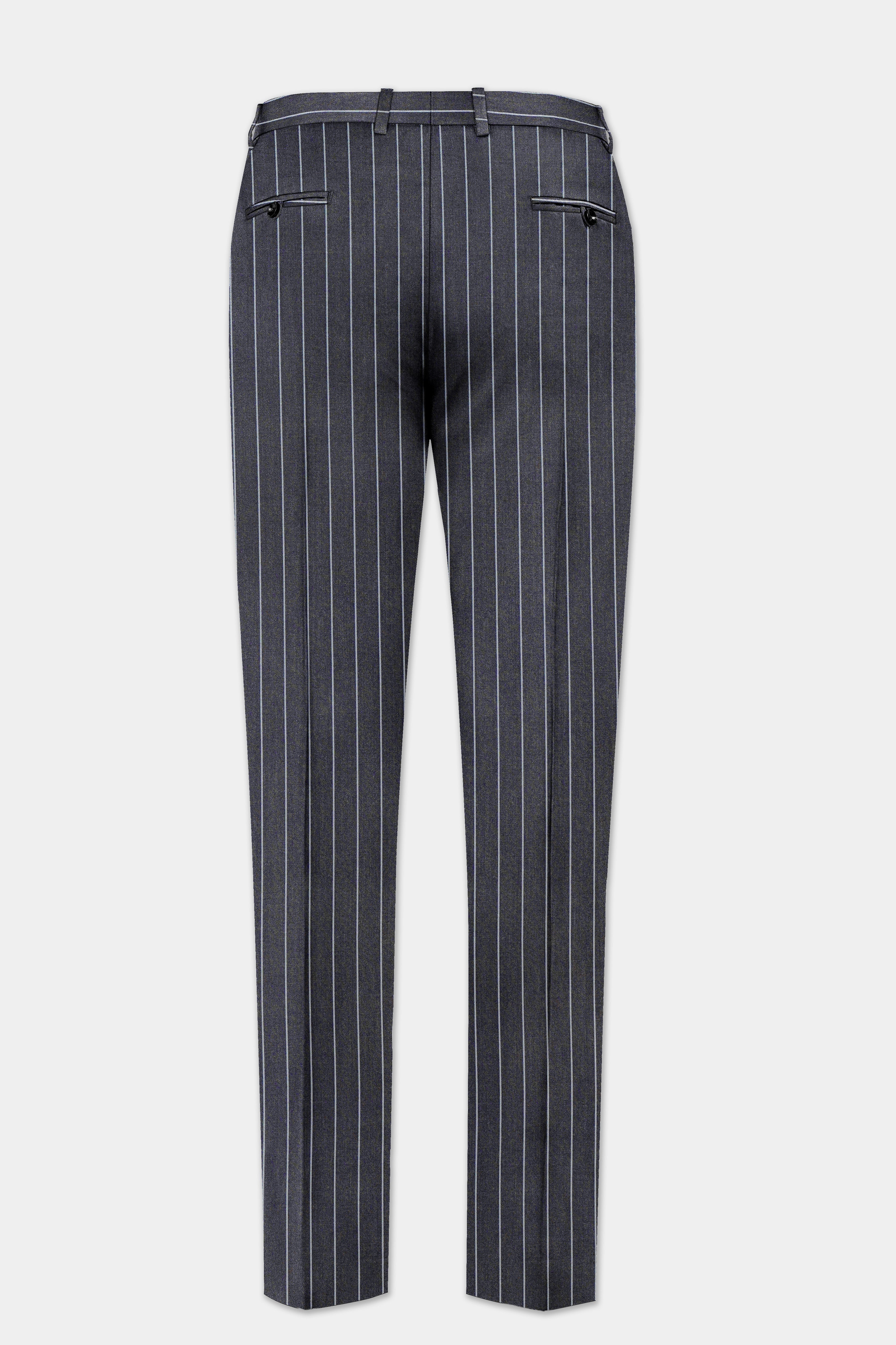 Piano Gray Striped Wool Blend Stretchable Waistband Pant