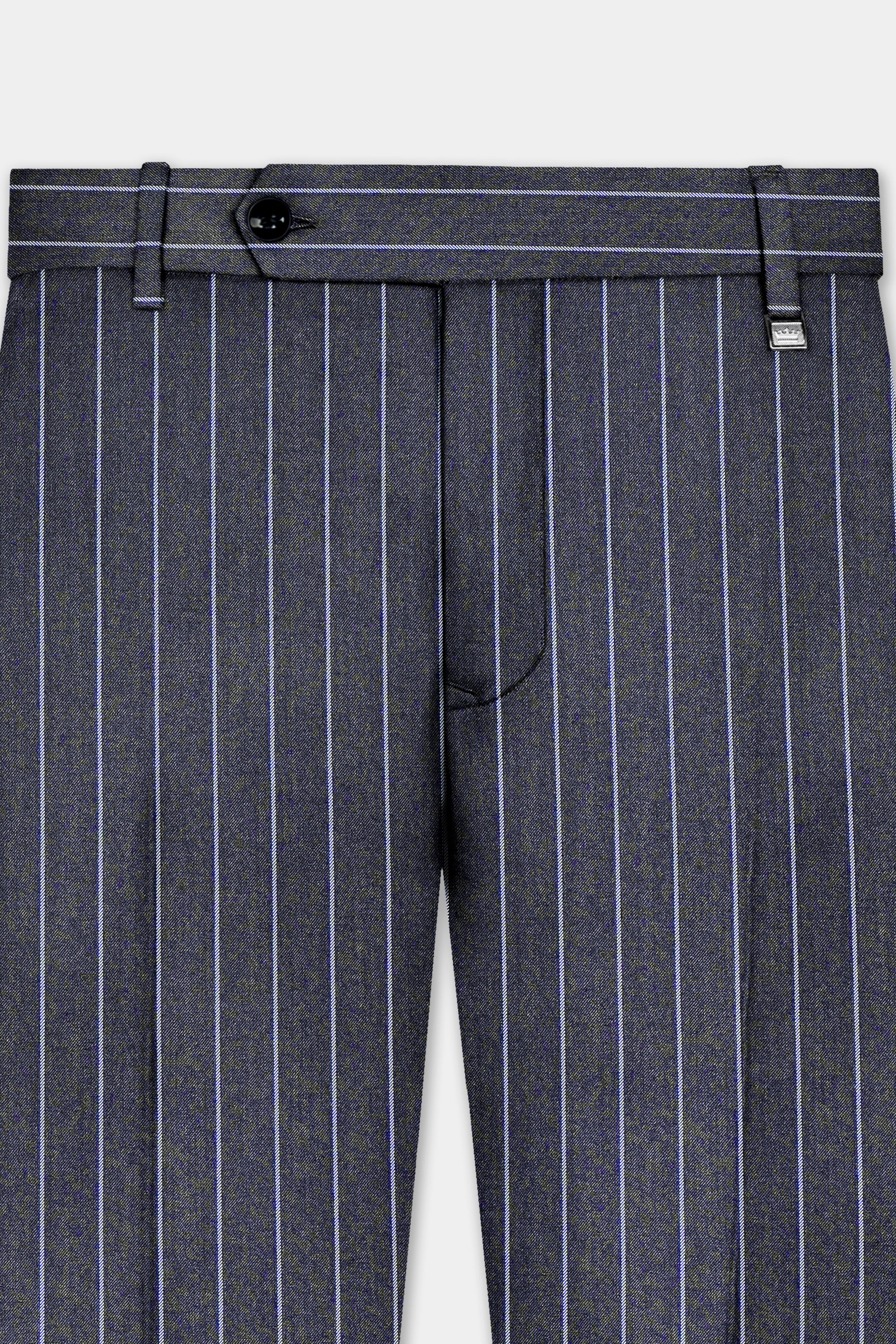 Piano Gray Striped Wool Blend Stretchable Waistband Pant