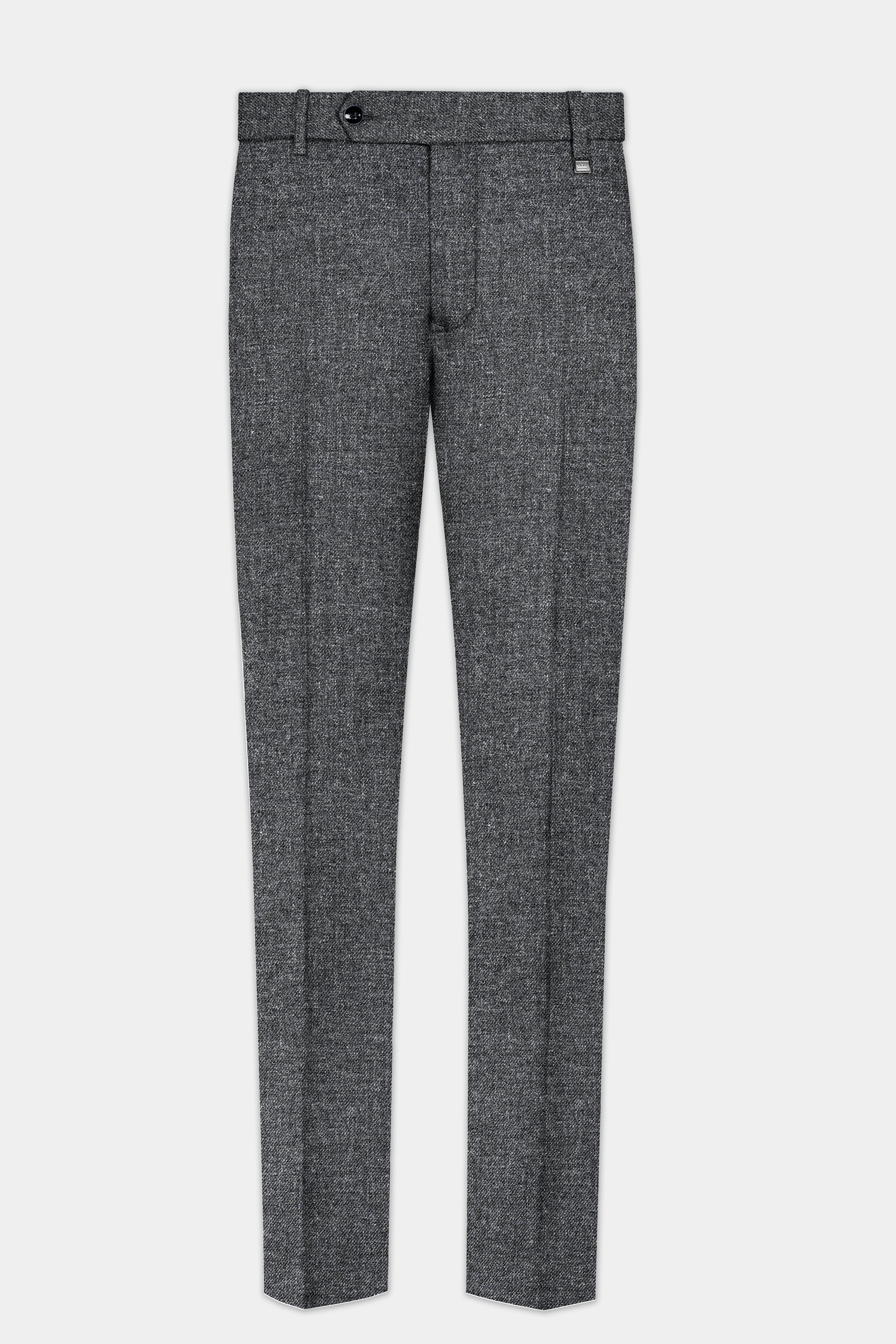 Vampire Gray Textured Wool Blend Flannel Stretchable Waistband Pant