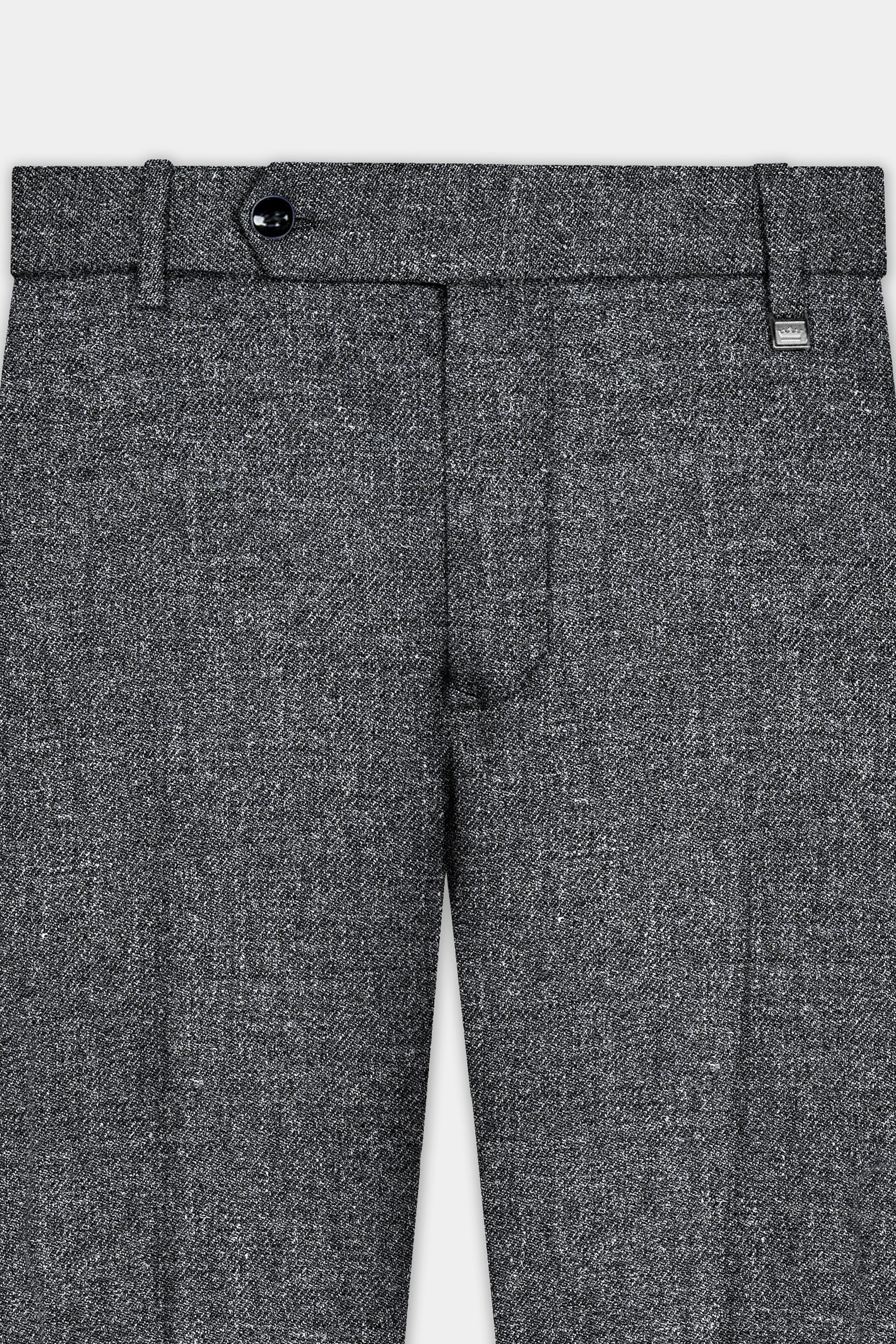 Vampire Gray Textured Wool Blend Flannel Stretchable Waistband Pant