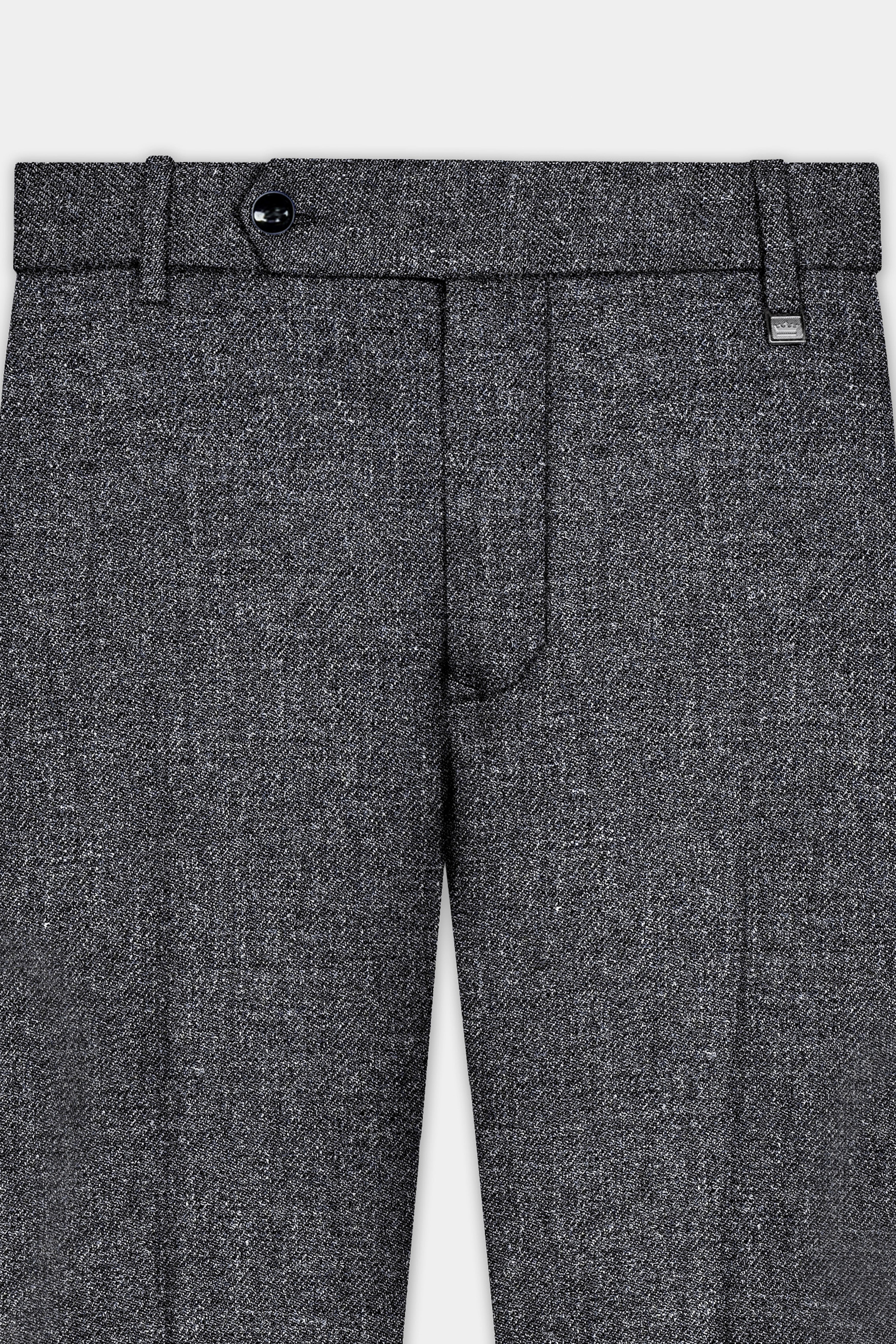 Vampire Gray Textured Wool Blend Flannel Stretchable Waistband Pant