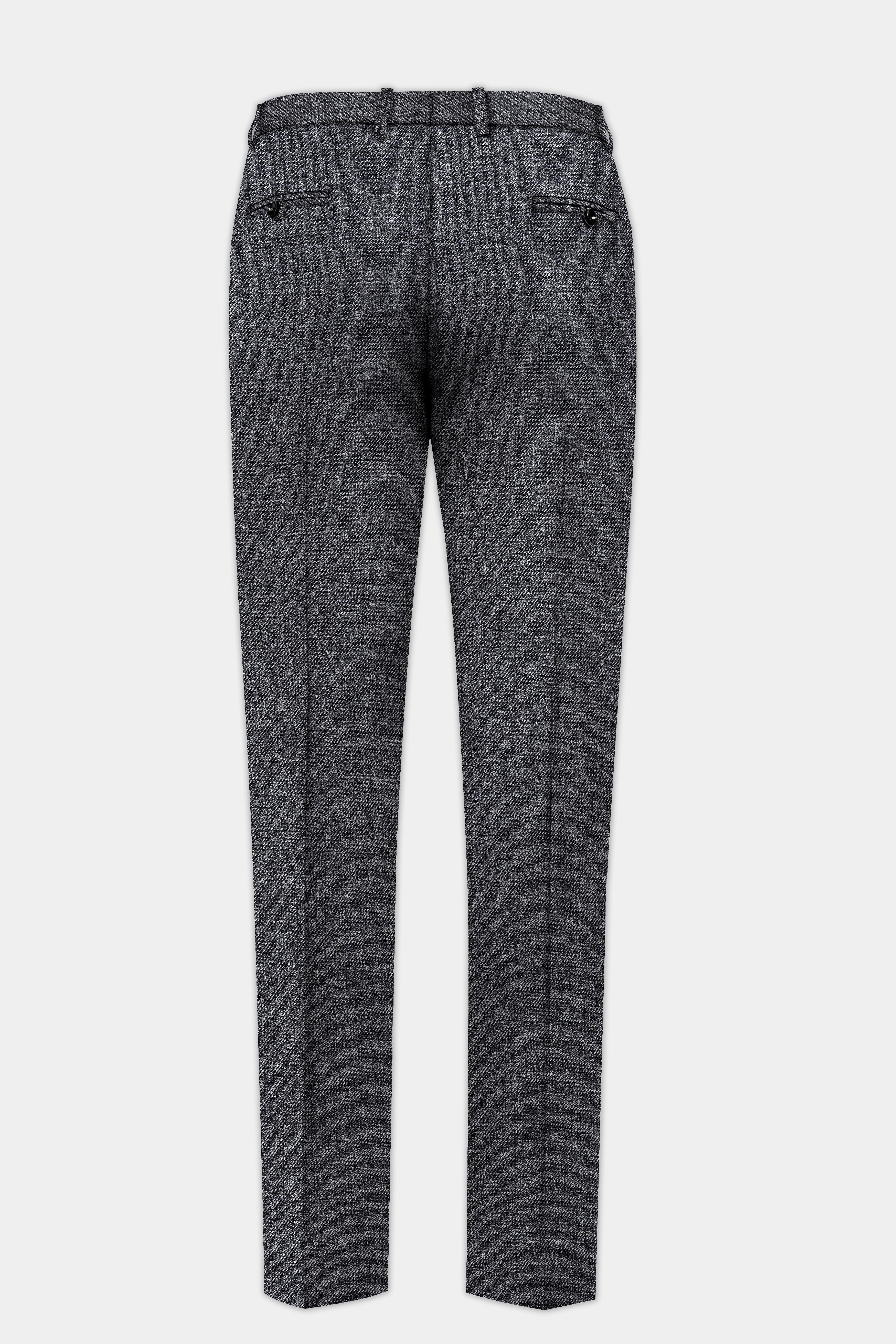Vampire Gray Textured Premium Wool Blend Pant For Men.