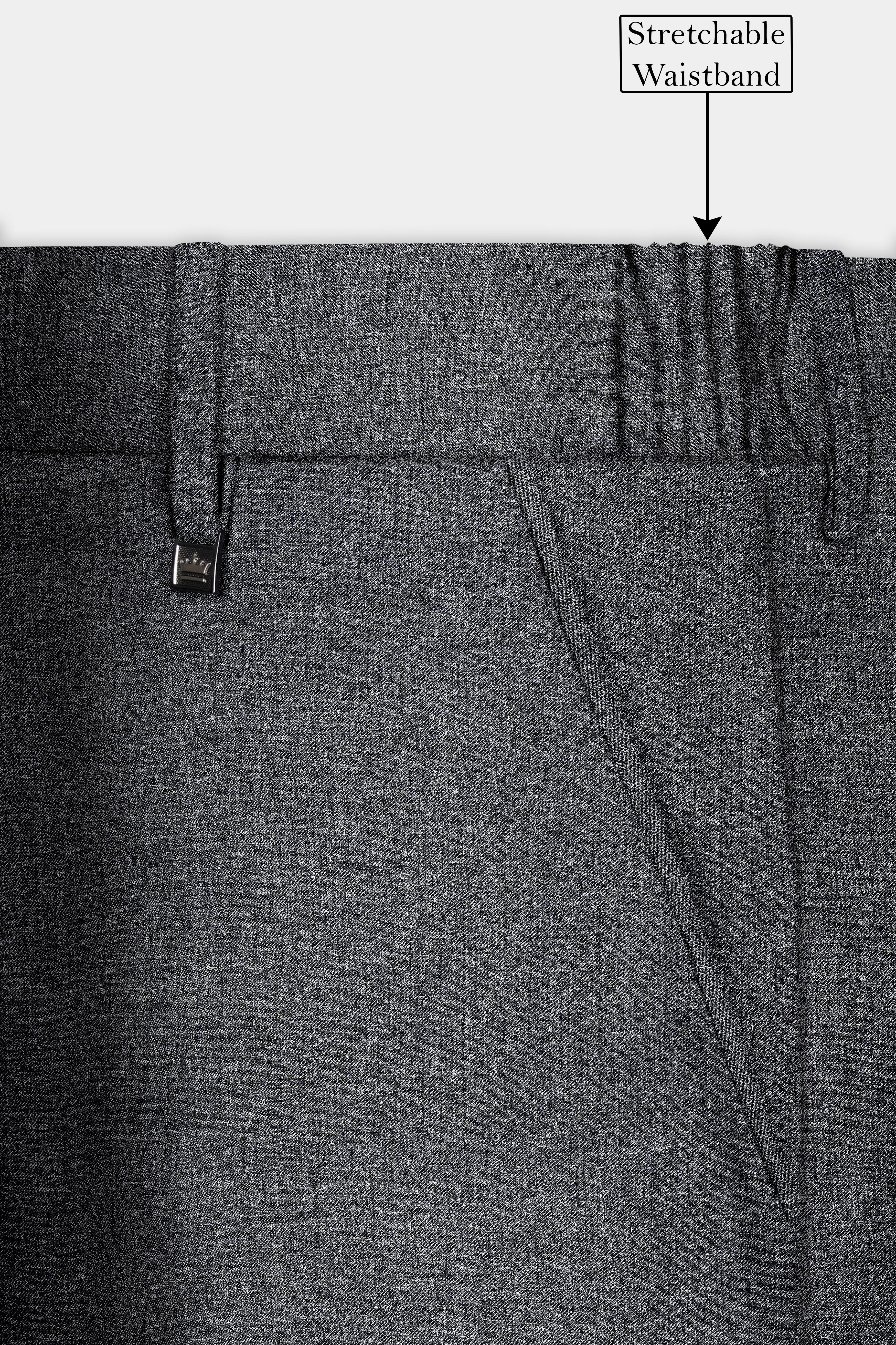 Vampire Gray Textured Wool Blend Flannel Stretchable Waistband Pant