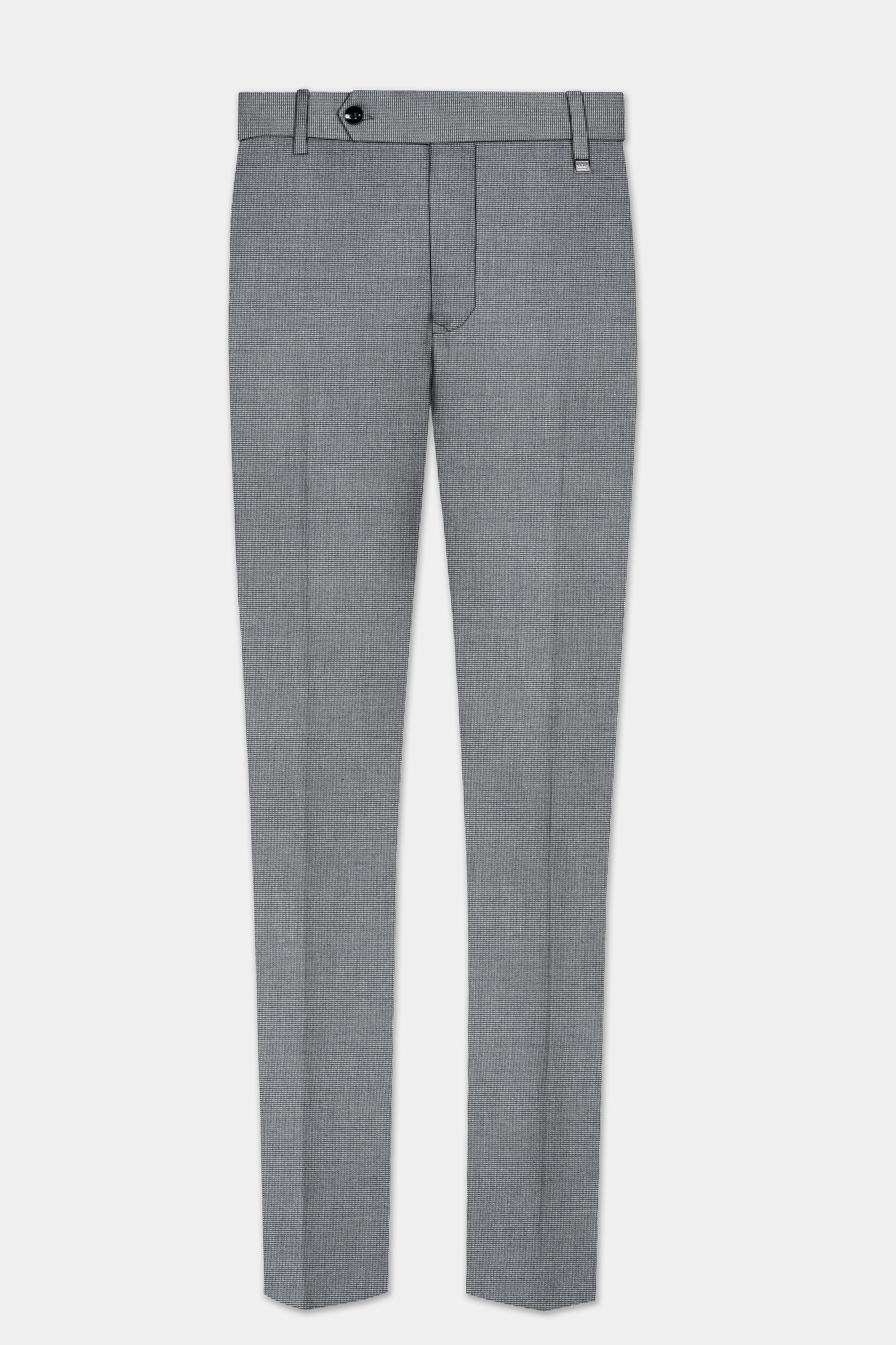 Boulder Gray Textured Wool Blend Stretchable Waistband Pant