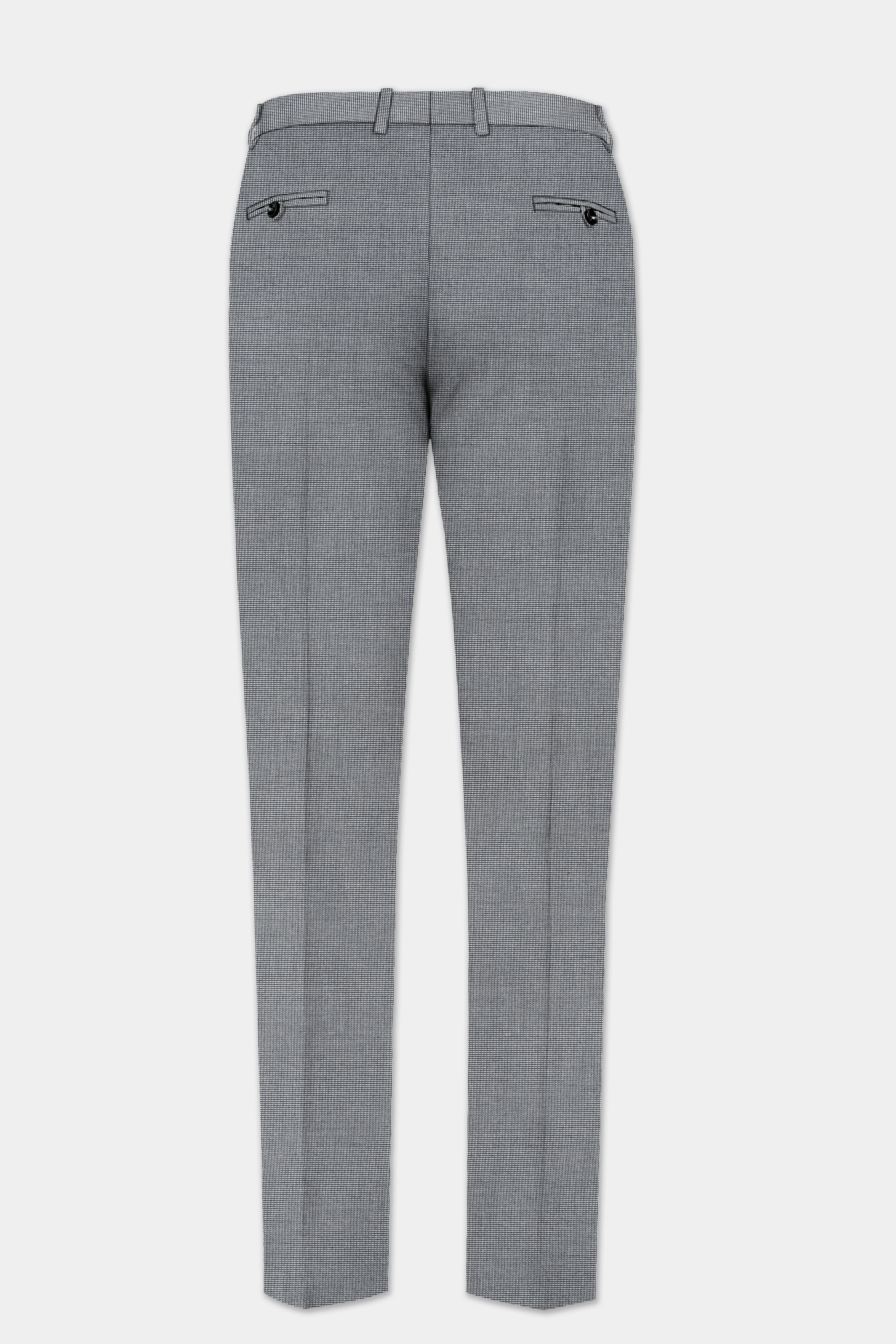 Boulder Gray Textured Wool Blend Stretchable Waistband Pant