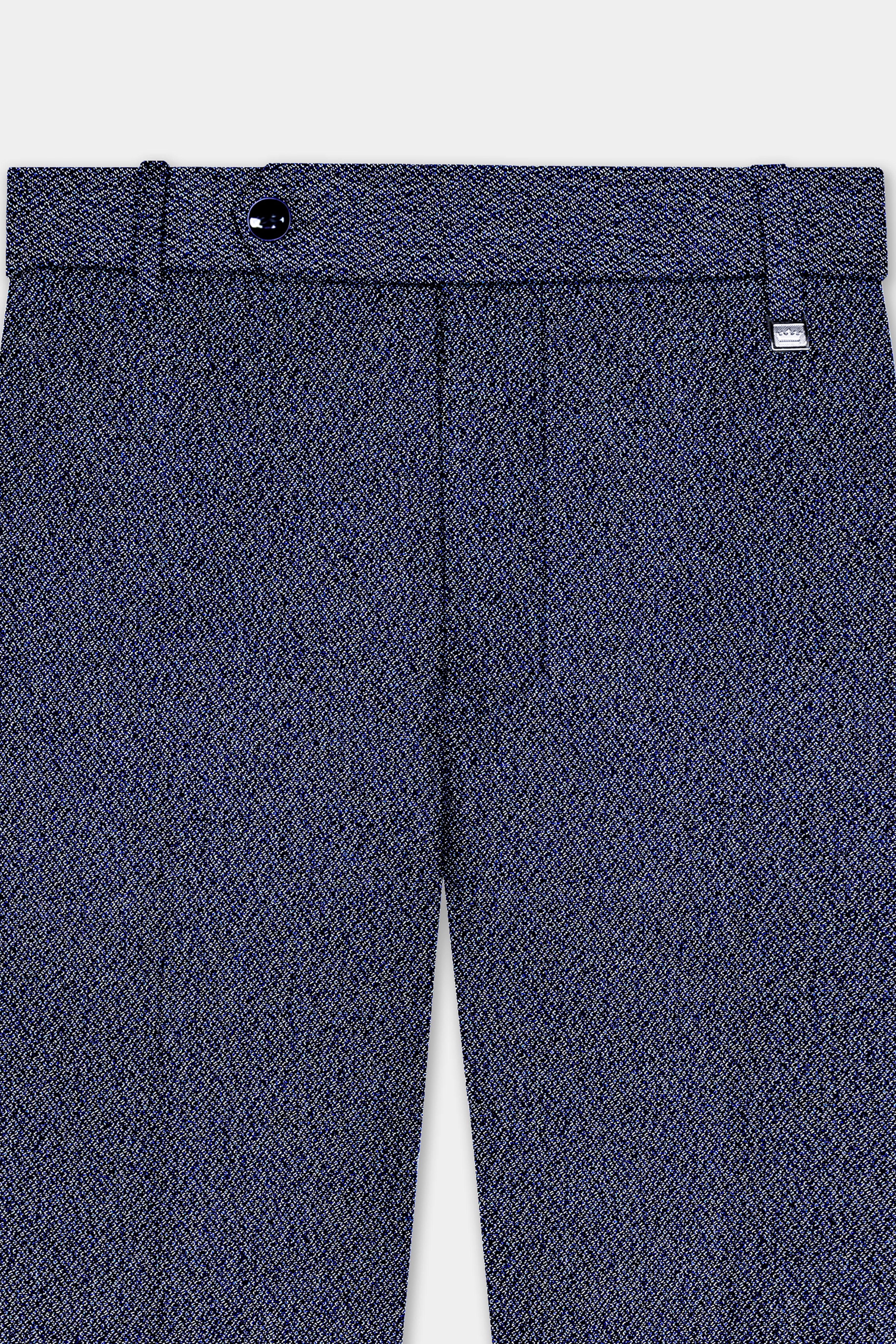 Ebony Clay Blue Textured Cotton Stretchable Waistband Pant