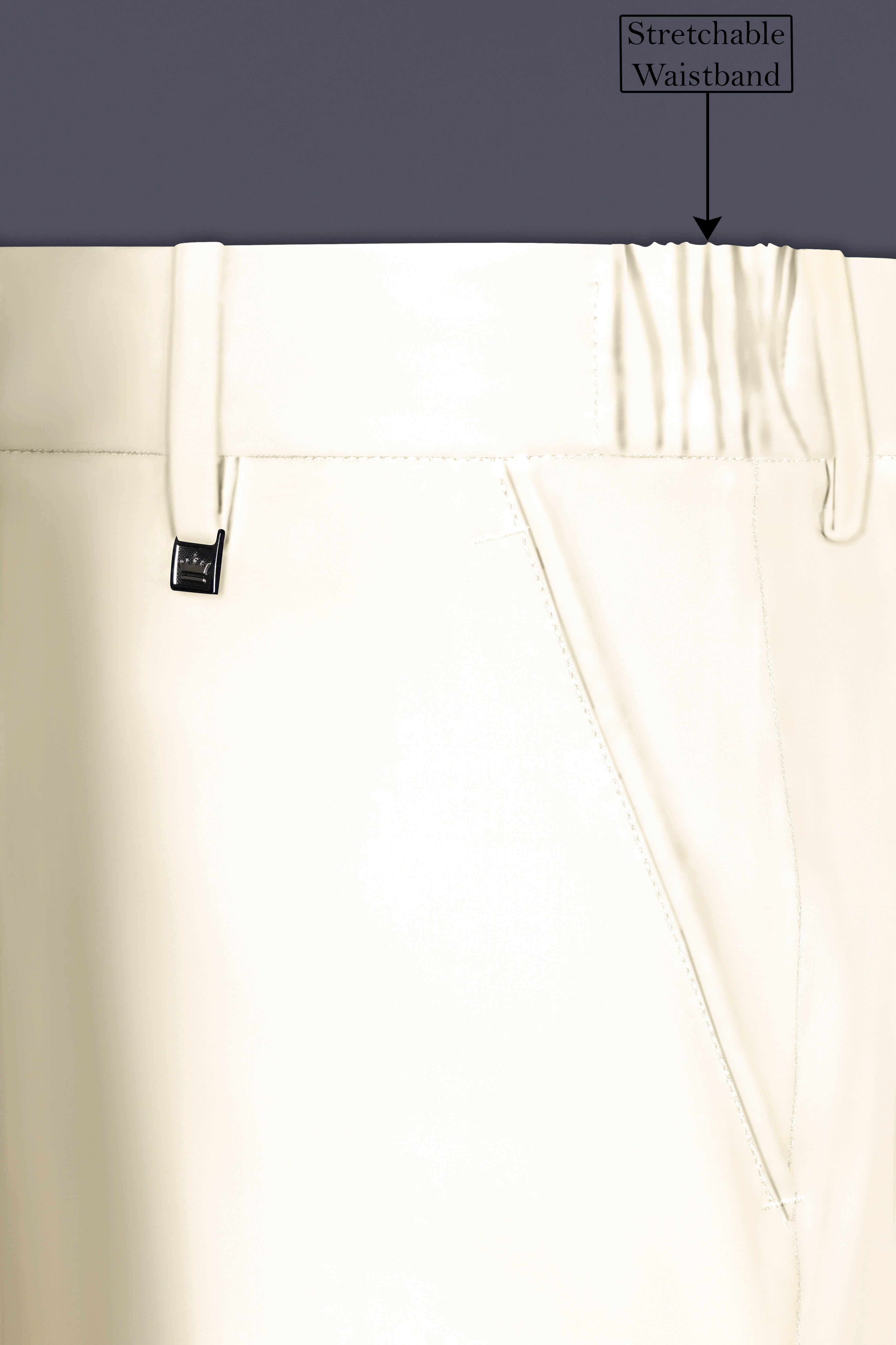 Swizzle Cream Solid Cotton Stretchable Waistband Pant