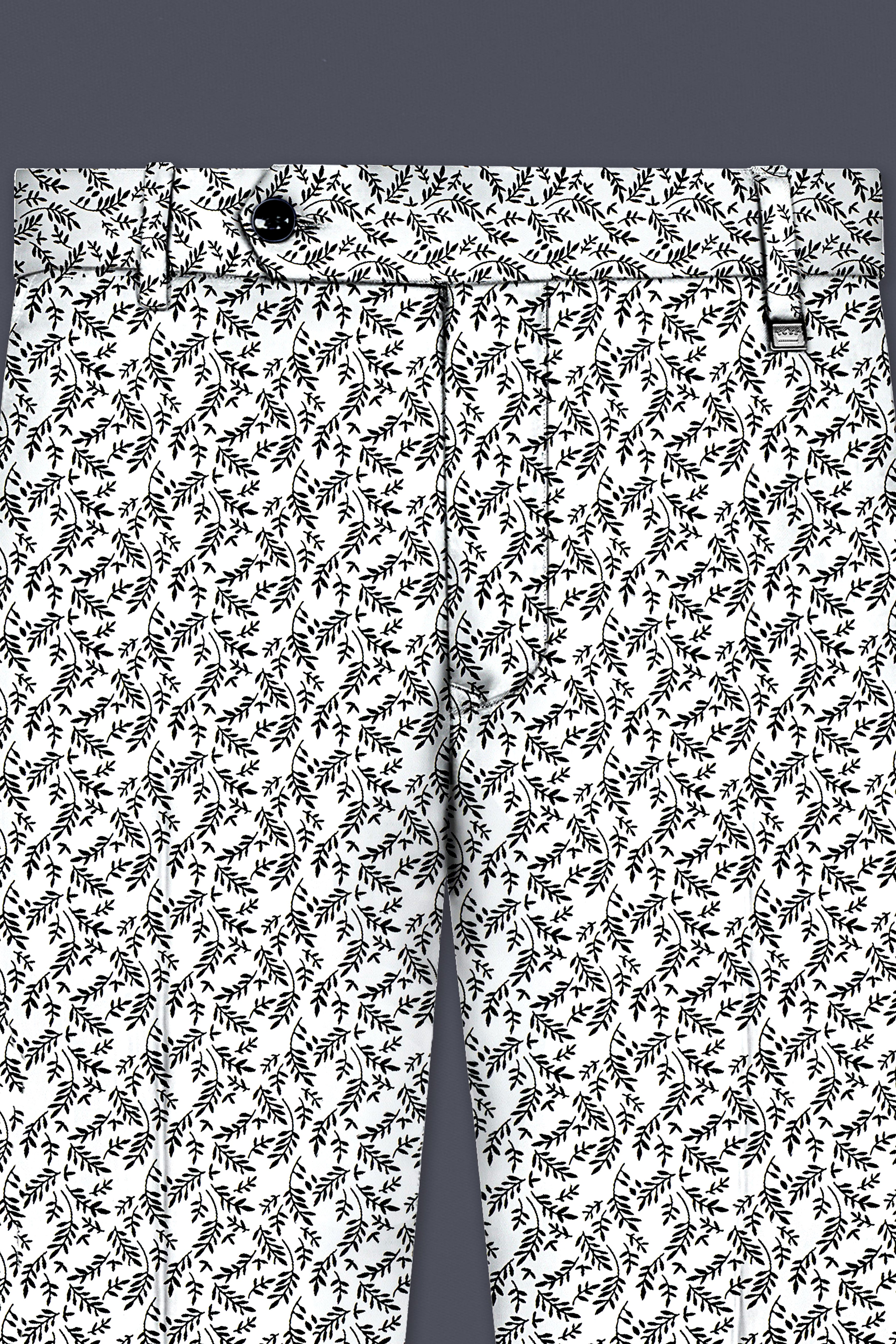 Bright White And jade Black Printed Cotton Stretchable Waistband Pant